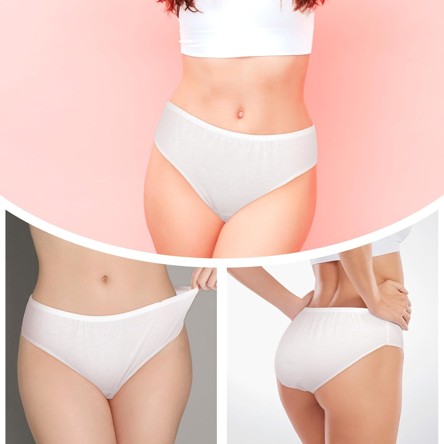 40 Pack Women'S Disposable Underwear Polyester Cotton Ladies Briefs Panties Women for Travel Hospital Postpartum (XL Size) White image number 5