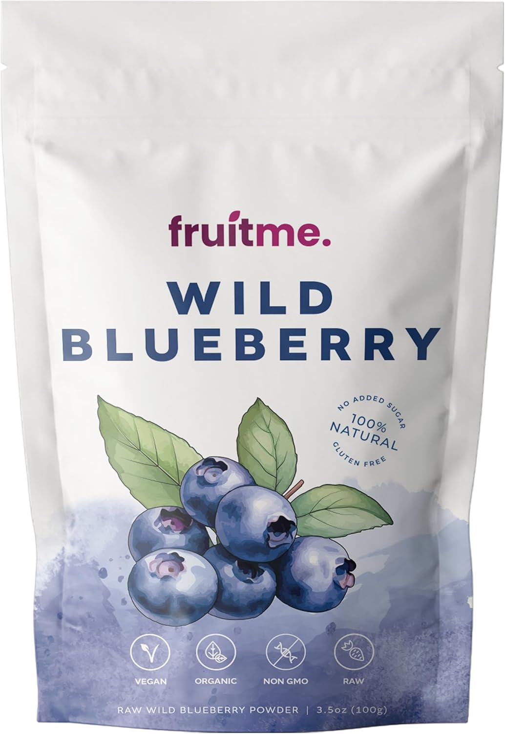 Raw Certified Organic Wild Blueberry Powder Freeze-Dried 100G - Antioxidant, Vitamin C and Zinc Rich Superfood - 100% Bilberry Superfruit by Fruitme