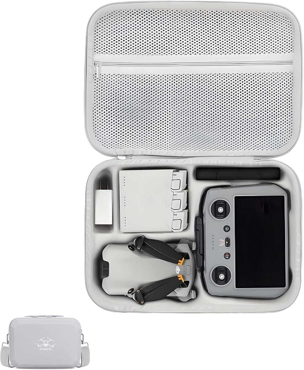 Mini 5 Pro Case &ndash; PU Leather Hard Carrying Case Compatible with DJI Mini 5 Pro Fly More Combo, RC 2 Display Controller, Drone, Batteries, ND Filters & Accessories (Black)