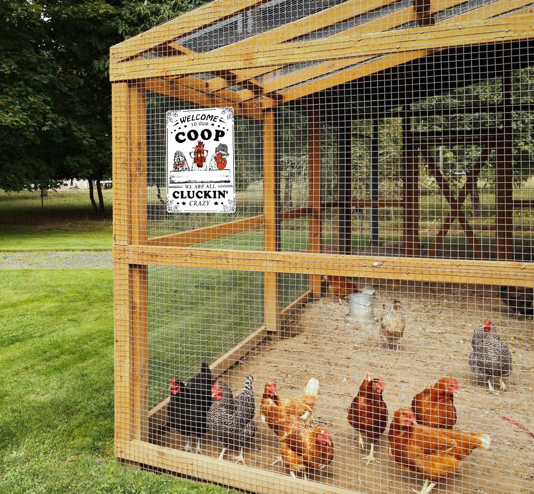 Welcome to Our Coop We Are All Cluckin Crazy Funny Chicken Sign Chicken Coop Sign Chicken Decor 12" * 8" (215) - Beige image number 2