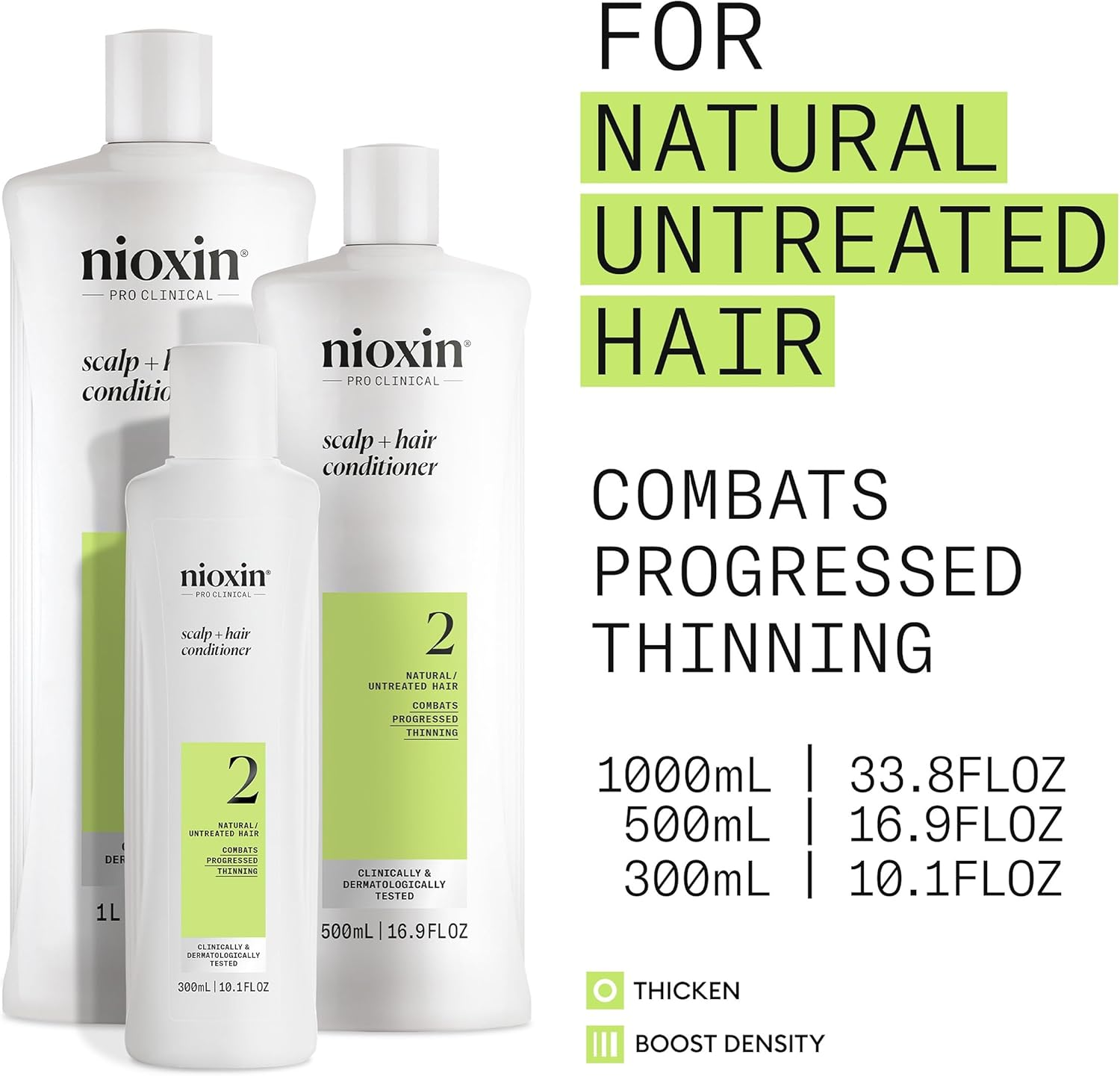 Nioxin Density System 2 Scalp Therapy Conditioner (Natural Hair, Progressed Thinning) 1000Ml image number 3