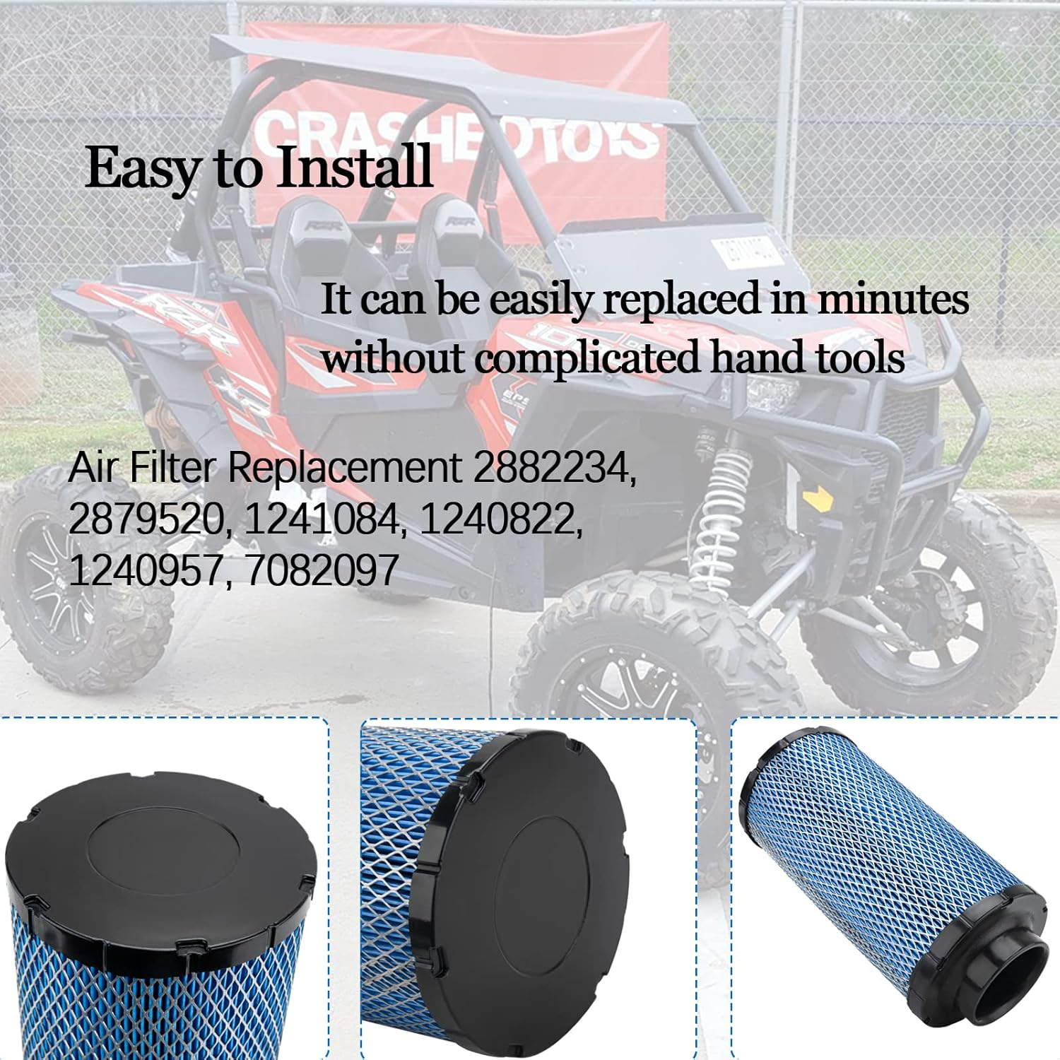 2882234 Air Filter Replacement for Polaris RZR 1000 XP/RZR 4 1000 XP/RZR XP Turbo/Rzr Turbo XP4 2014 2015 2016 2017 2018 2019 2020 2021 2879520 with 2PCS image number 1