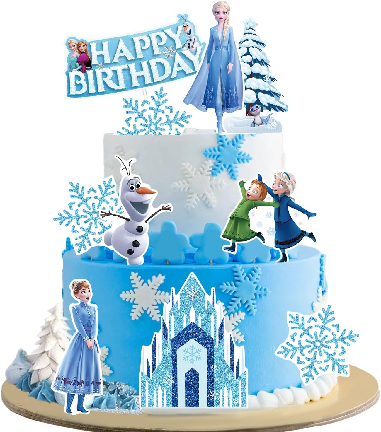 Lahe Frozen Cake Decoration, Happy Birthday Cake Decoration, Frozen Birthday Decoration Girls Cake Topper Birthday Set for Party Decoration for Children Cake Decoration (Pack of 10)