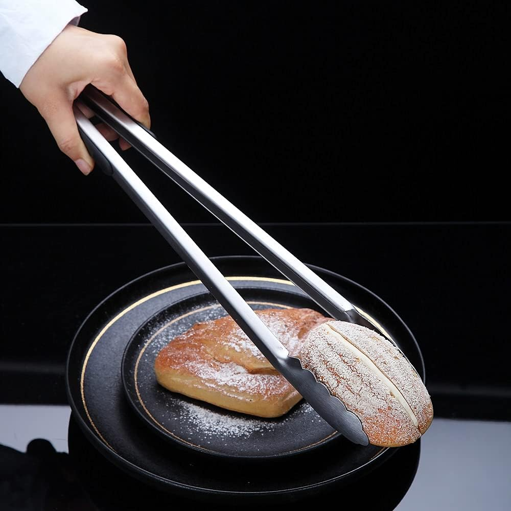 HOMQUEN 16 Inch Barbecue Tongs, Stainless Steel Barbecue Tongs, Premium Barbecue Tongs for Cooking, Metal Tongs for Solid Meat, Locking Kitchen Tongs, Stylish Robust Cooking Tongs image number 3
