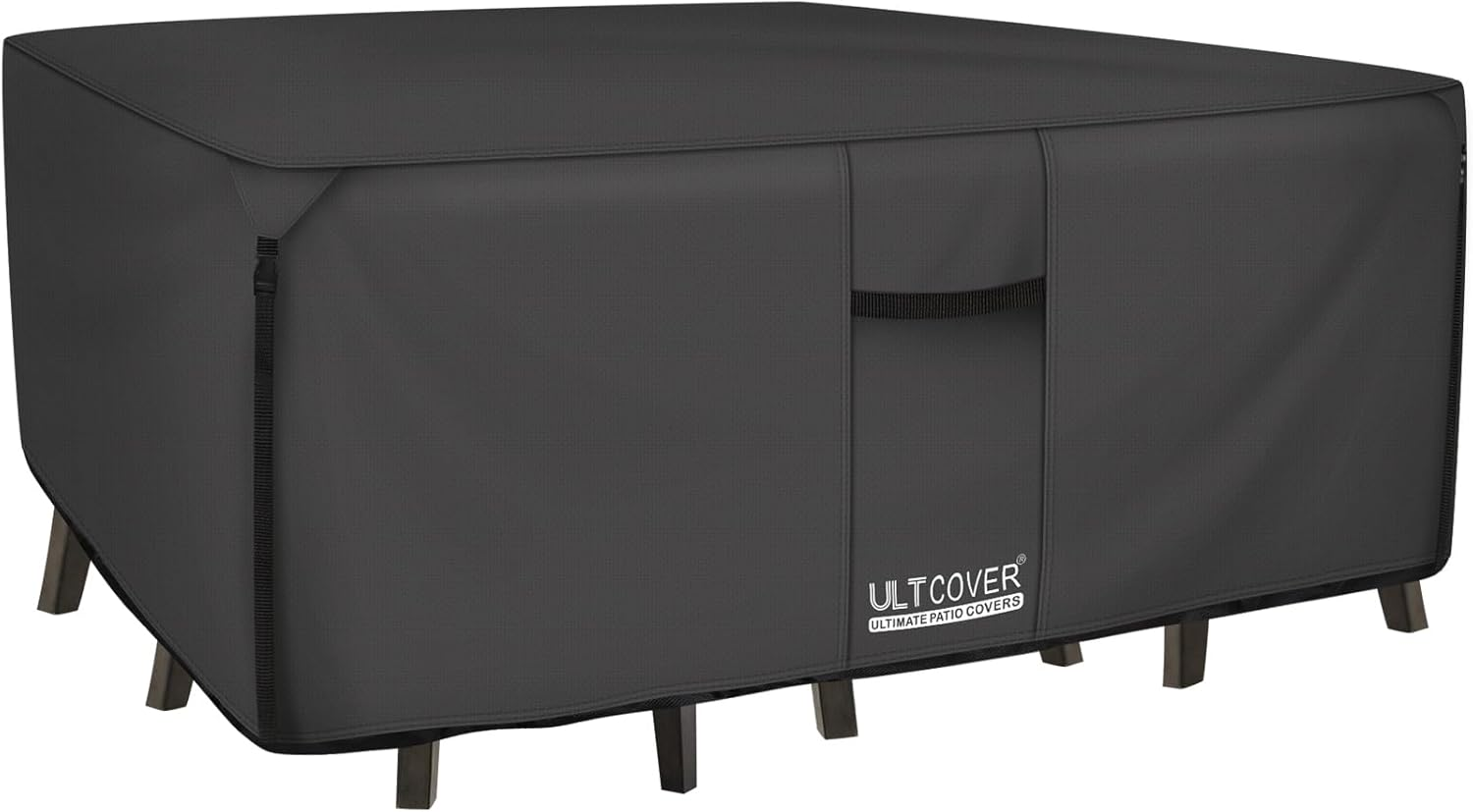 Square/Round Patio Heavy Duty Table Cover 600D Tough Canvas 100% Waterproof & Uv-Resistant Outdoor Dining Table Chair Set Cover 94 Inch