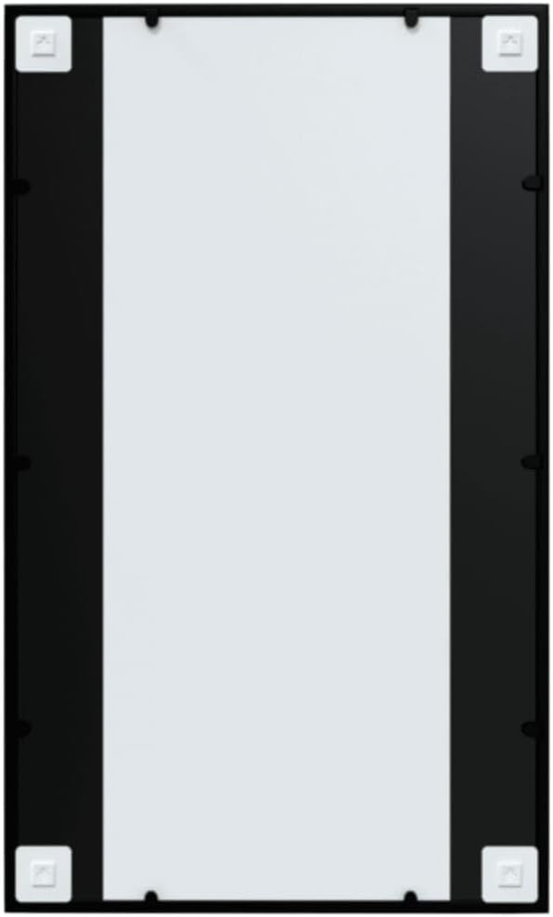 Vidaxl Wall Mirror, Black, 100X60Cm, Metal and Glass, Indoor Home Living Room Bathroom Bedroom, Vanity Makeup, Wall-Mounted, with Mounting Hooks image number 6