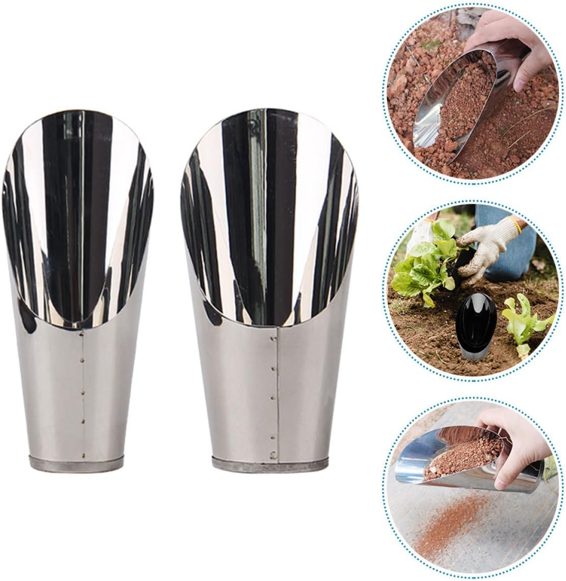 Outanaya 2Pcs Soil Aerator Tool Portable Garden Shovel Cup Small Bonsai Planting Scoop for Gardening Supplies