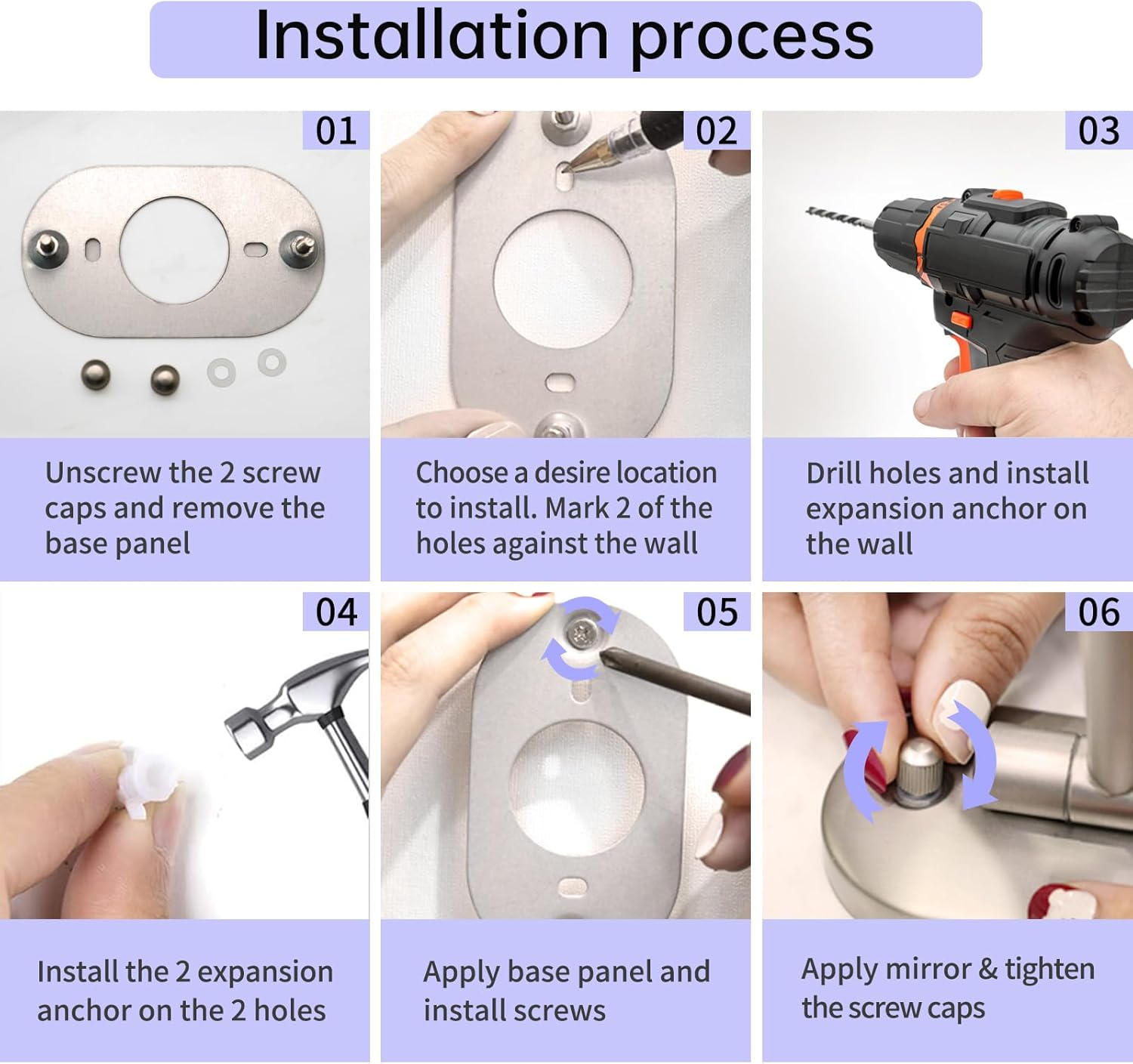 FUNTOUCH Rechargeable Wall Mounted Lighted Makeup Mirror, Oval Double-Sided Mirror 1X/10X Magnifying Mirror,3 Color Lights Touch Screen Dimmable 360&deg;Swivel 13 Inch Extendable,Nickel image number 5