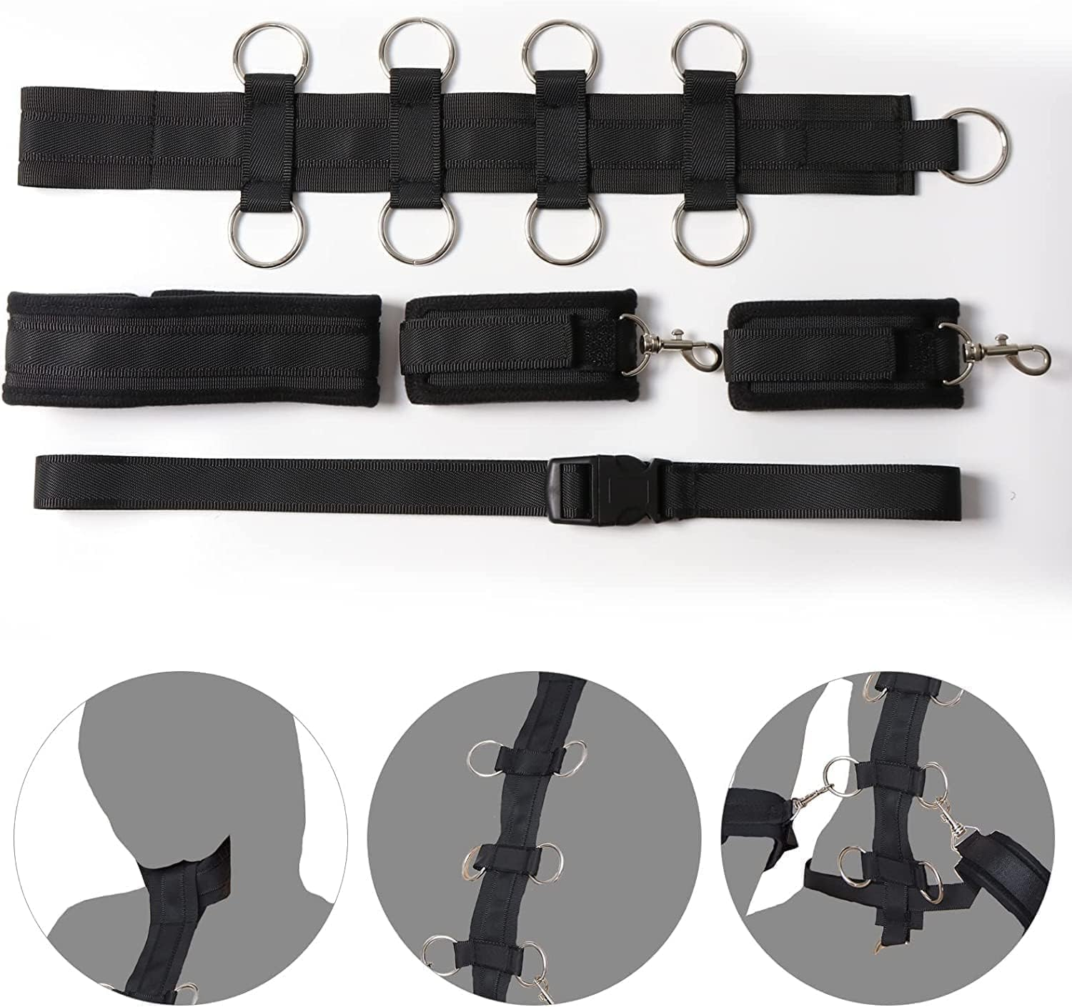 Bondage Collar Neck to Wrist Adjustable Bondage Gear behind Back Handcuffs Harness BDSM Bondage Restraints Fetish SM Slave Collar Fetish Slave Blindfold Accessories Sex Toys Cosplay, Couples Adult Sex Toy
