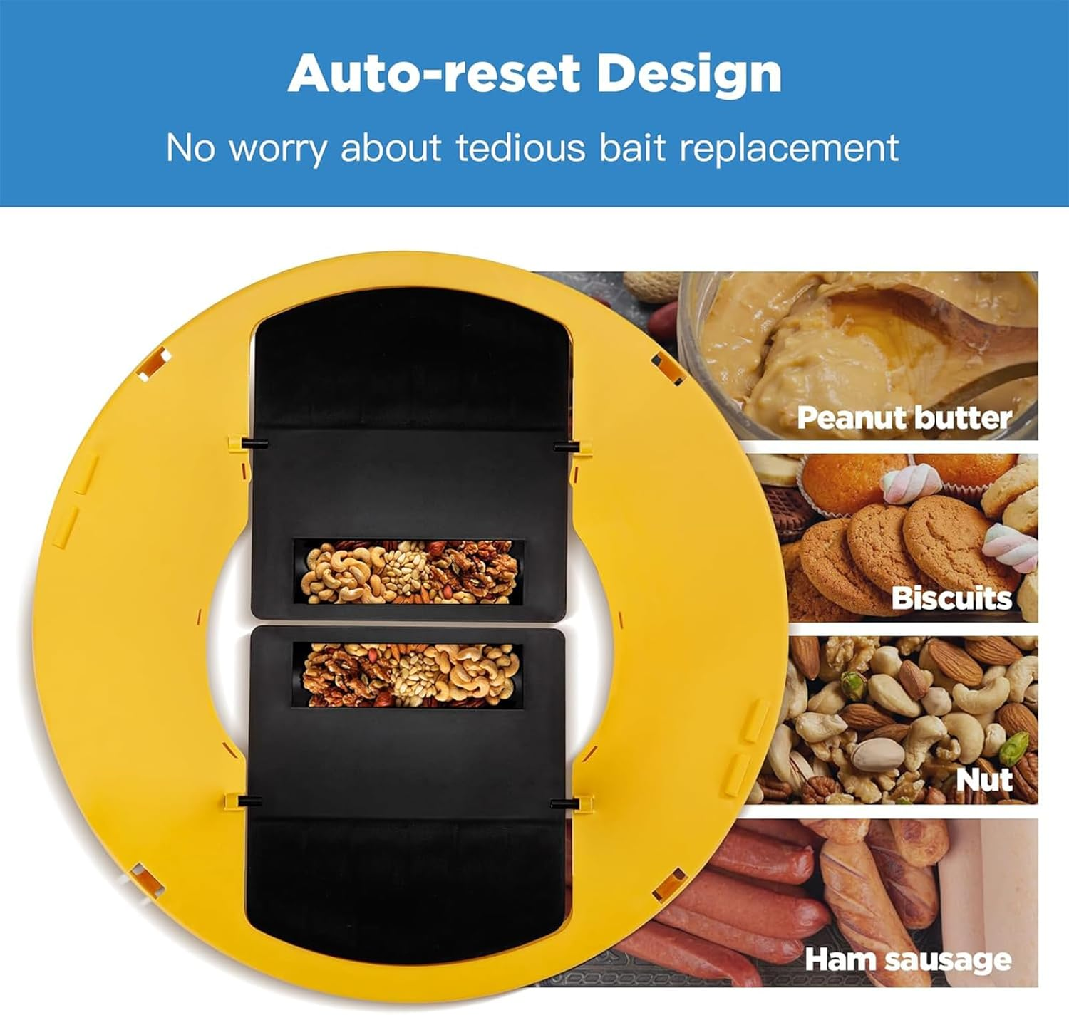 Yeanifeana Mouse Trap Bucket Lid, Dual Trap Door Design, Humane & Effective Rat/Mice/Chipmunk Traps for Indoor/Outdoor Use, Reusable Rodent Control with Quick-Catch Technology image number 4