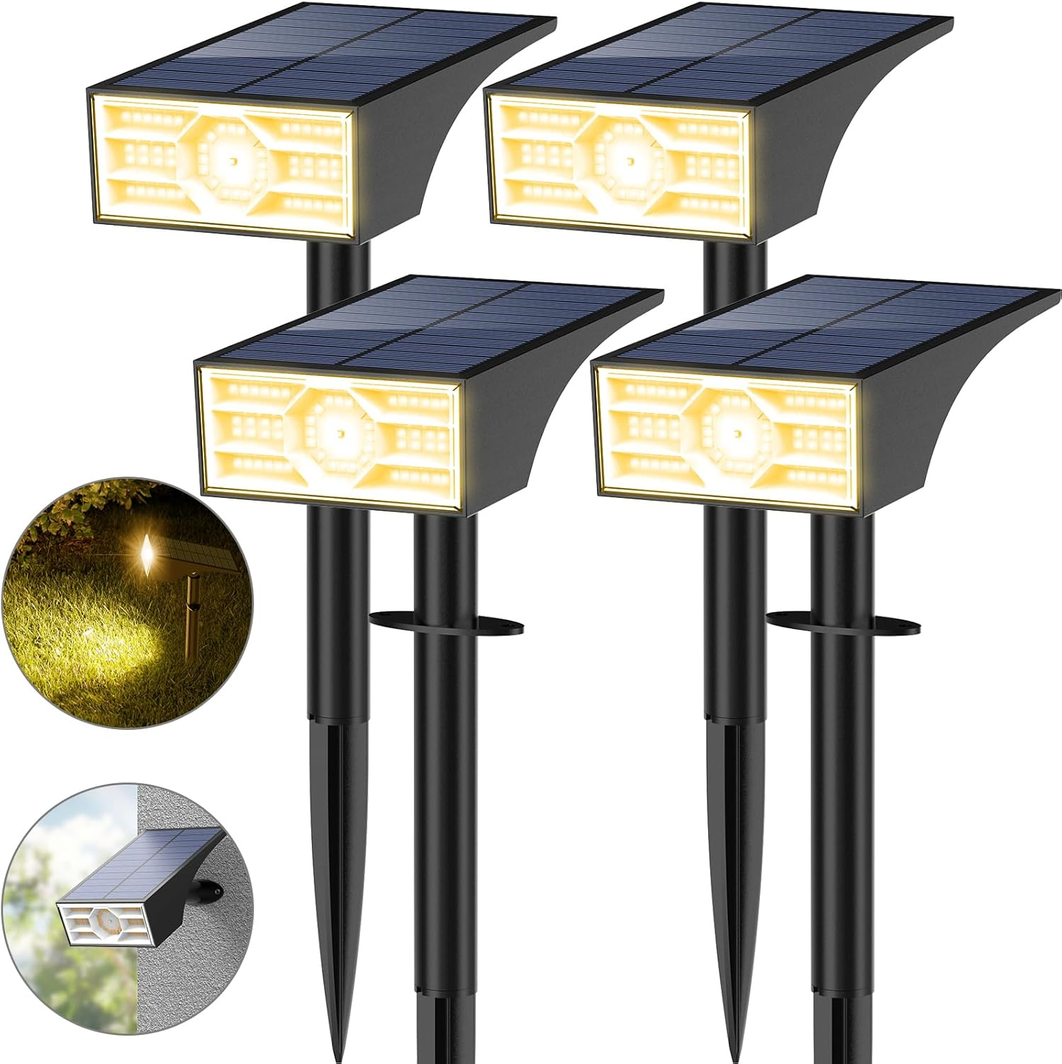 WENATY Solar Lights for Outdoors, 56 LED Solar Spotlights for Outdoor Garden 3000 K Warm White LED Solar Spotlight, 4 Brightness Modes, Solar Garden Lights, IP65 Waterproof Solar Lights for Pathway, image number 7