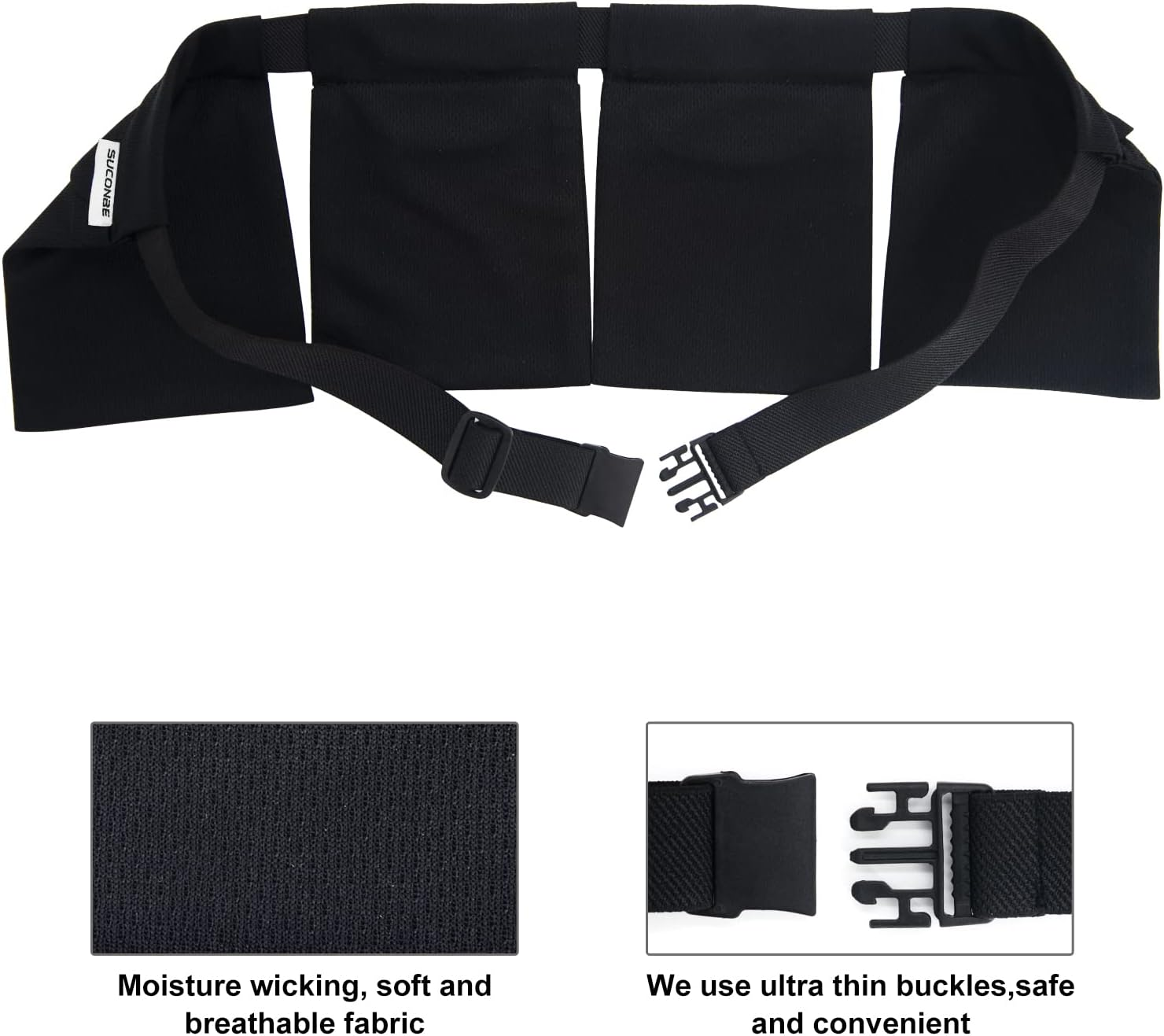 SUCONBE Adjustable Mastectomy Drain Holder-4 Drain Pouches and Shower Bag, for Breast Surgery Mastectomy Breast Reduction Augmentation Post-Surgery Recovery Support Tummy Tuck Patient Care Kit (Black) image number 2