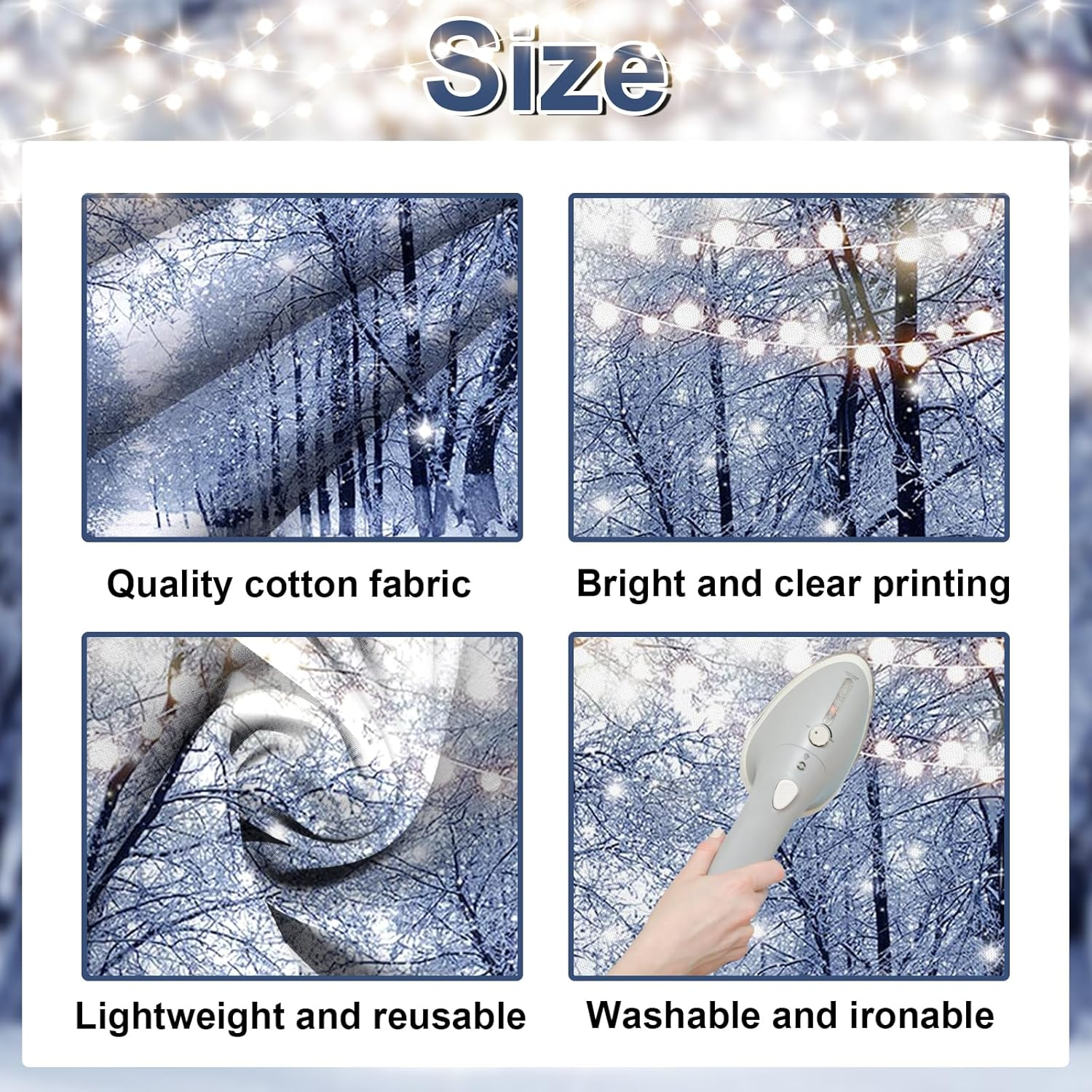 Mocsicka Winter Christmas Backdrop Snow Forest Glitter Lights Path Photo Background 7X5Ft Snowfall Bokeh Winter Frozen Snow Scene Backdrops for Children Kids Photo Booth Props image number 1