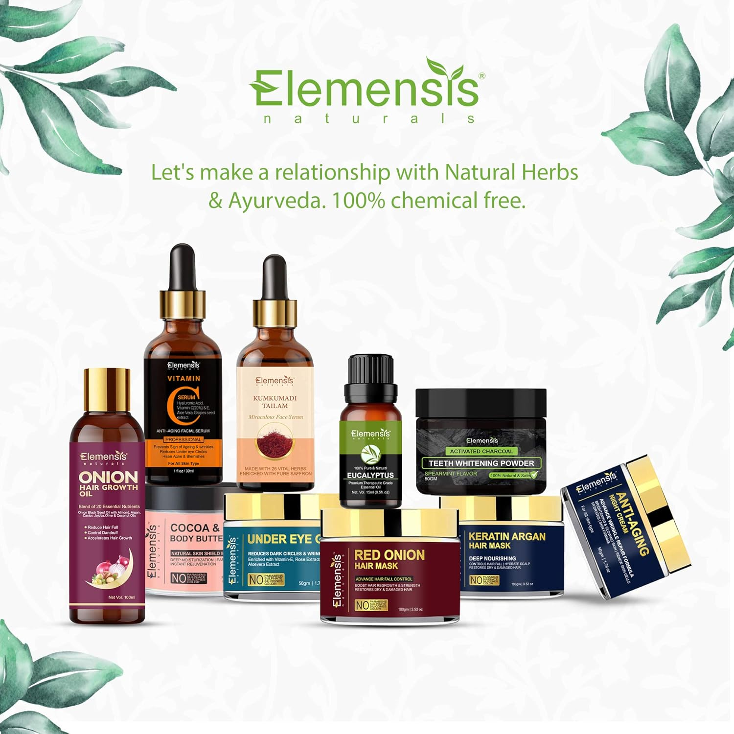 Elemensis Naturals Argan Oil Pure & Natural Therapeutic Grade, Cold Pressed for Hair, Skin & Face (100Ml) image number 1