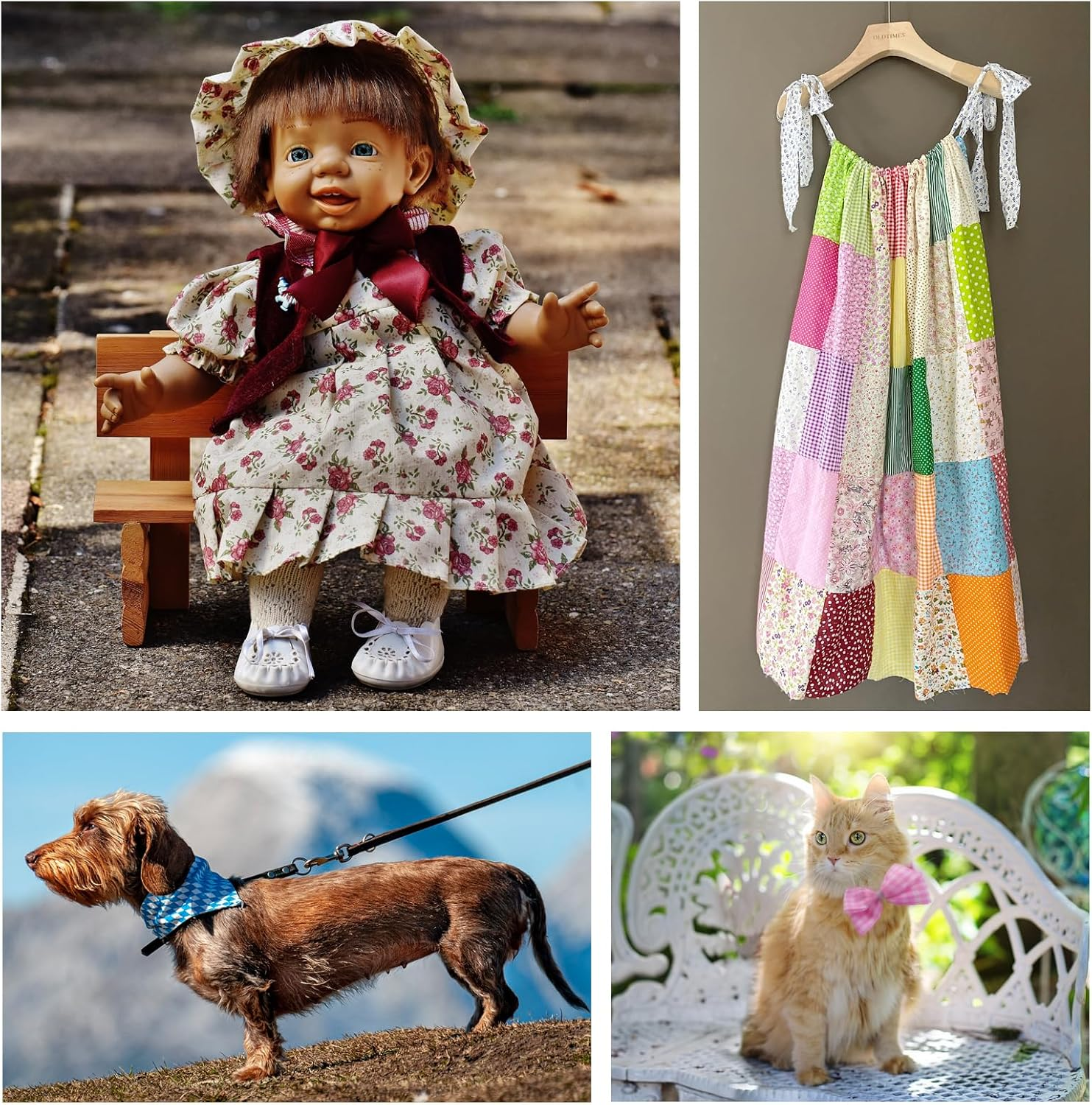 42Pcs 9.8"X 9.8" Fabric Quilting Cotton Patchwork Square Precuts for DIY Sewing Craft, Decorating Scrapbooking, Multi-Color Design, 6 Colors image number 2