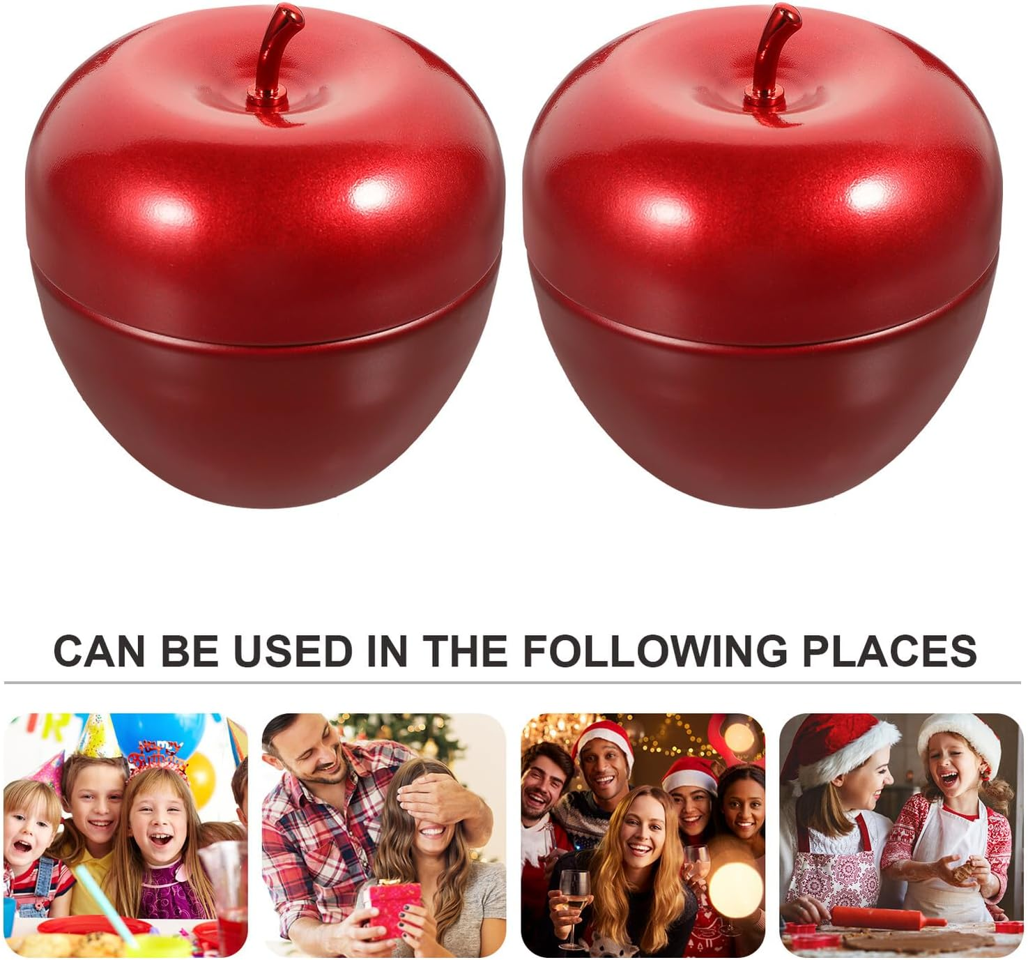 KICHOUSE 10Pcs Tinplate Apple Shaped Candy Containers Tea Jar Red Storage Canister for Tea Leaves Coffee Dried Fruits Jewelry Display Home Accessory