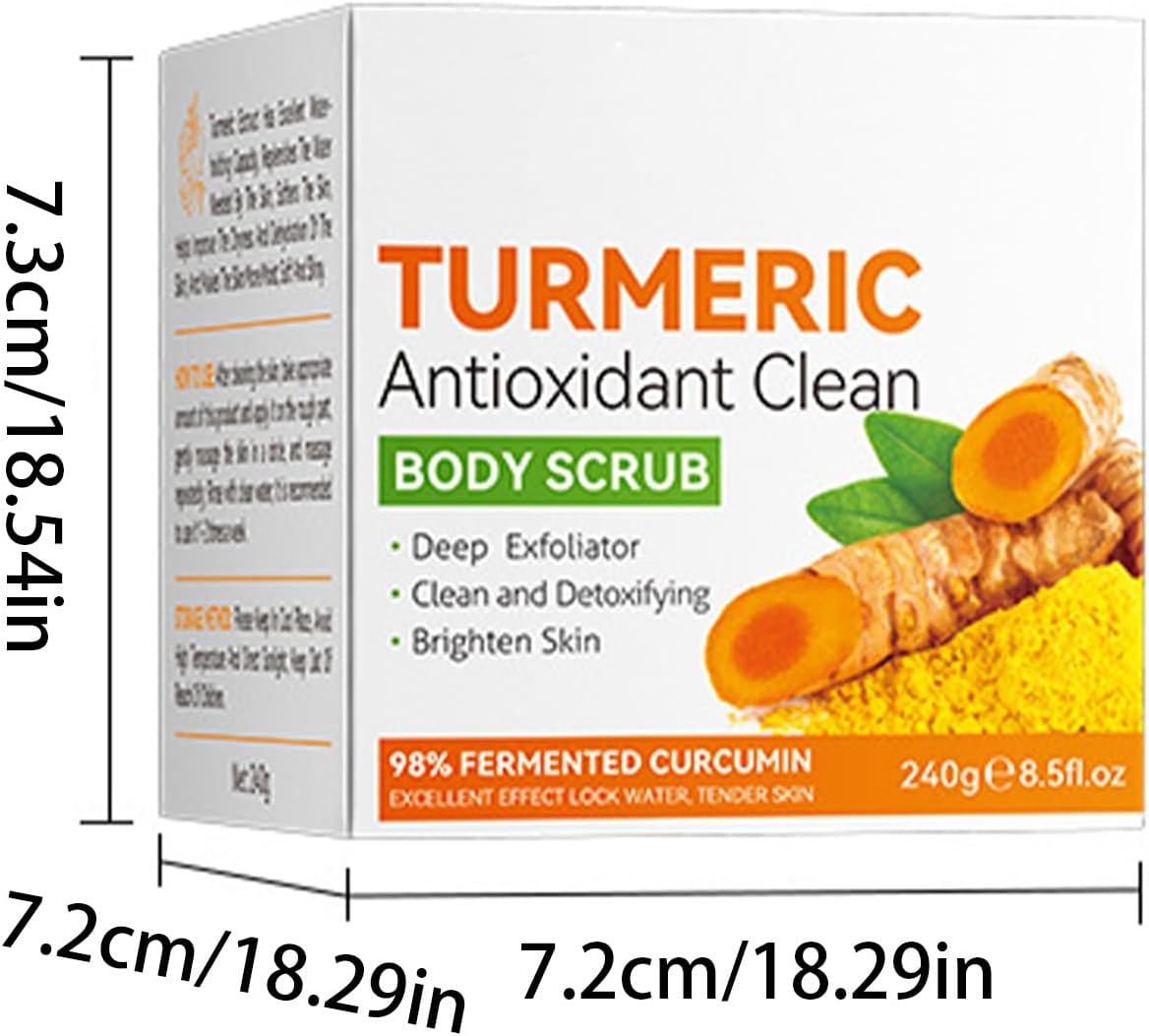 Turmeric Sugar Scrub - Hydrating Brightening Scrub - Body Exfoliator for Scars & Stretchmarks, Great for Daily Use, Turmeric Lightening Scrub for Face & Body, 240G image number 3