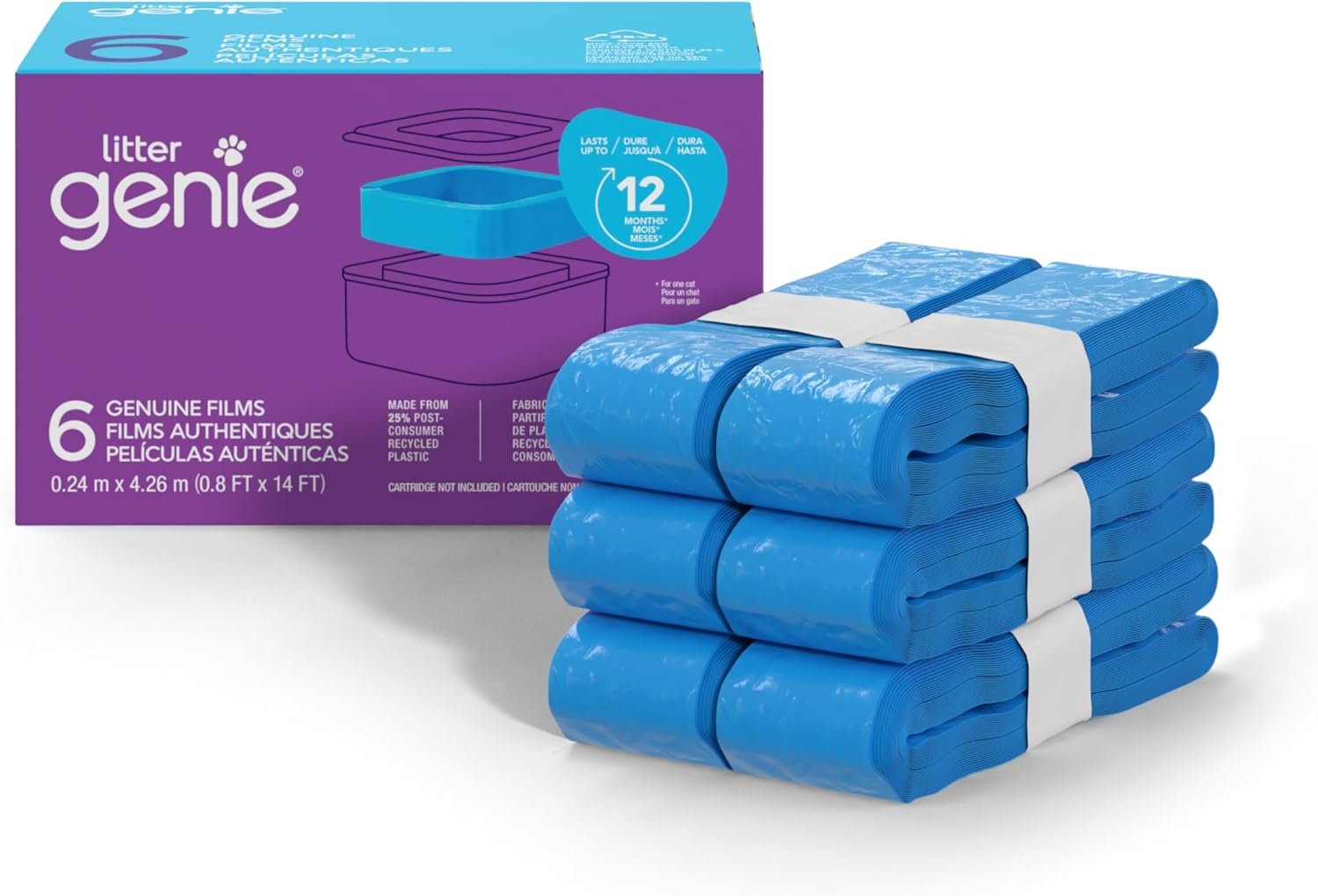 Litter Genie Refill Bags | Stand Alone Genuine Film 6 Pk | Compatible with Litter Genie Standard and Jumbo Refills | Ultimate Odor Control Cat Litter Bags | up to 12 Months of Supply for One Cat image number 5