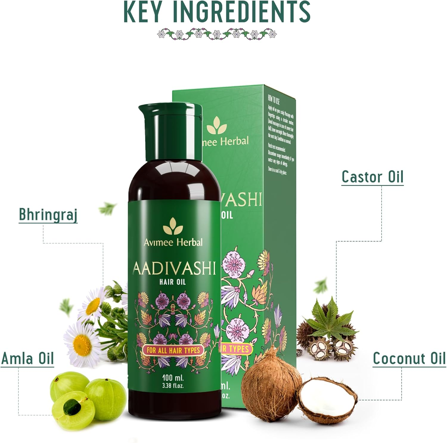 Original Adivasi Hair Oil for Hair Fall | with Onion, Rosemary, Castor, Amla, Almond, Coconut, Brahmi & Bhringraj Oil | for Men & Women | 100 Ml