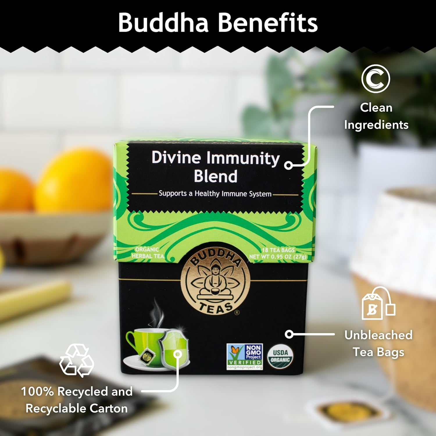 Buddha Teas Organic Divine Immunity Blend Tea 18 Teabags image number 2
