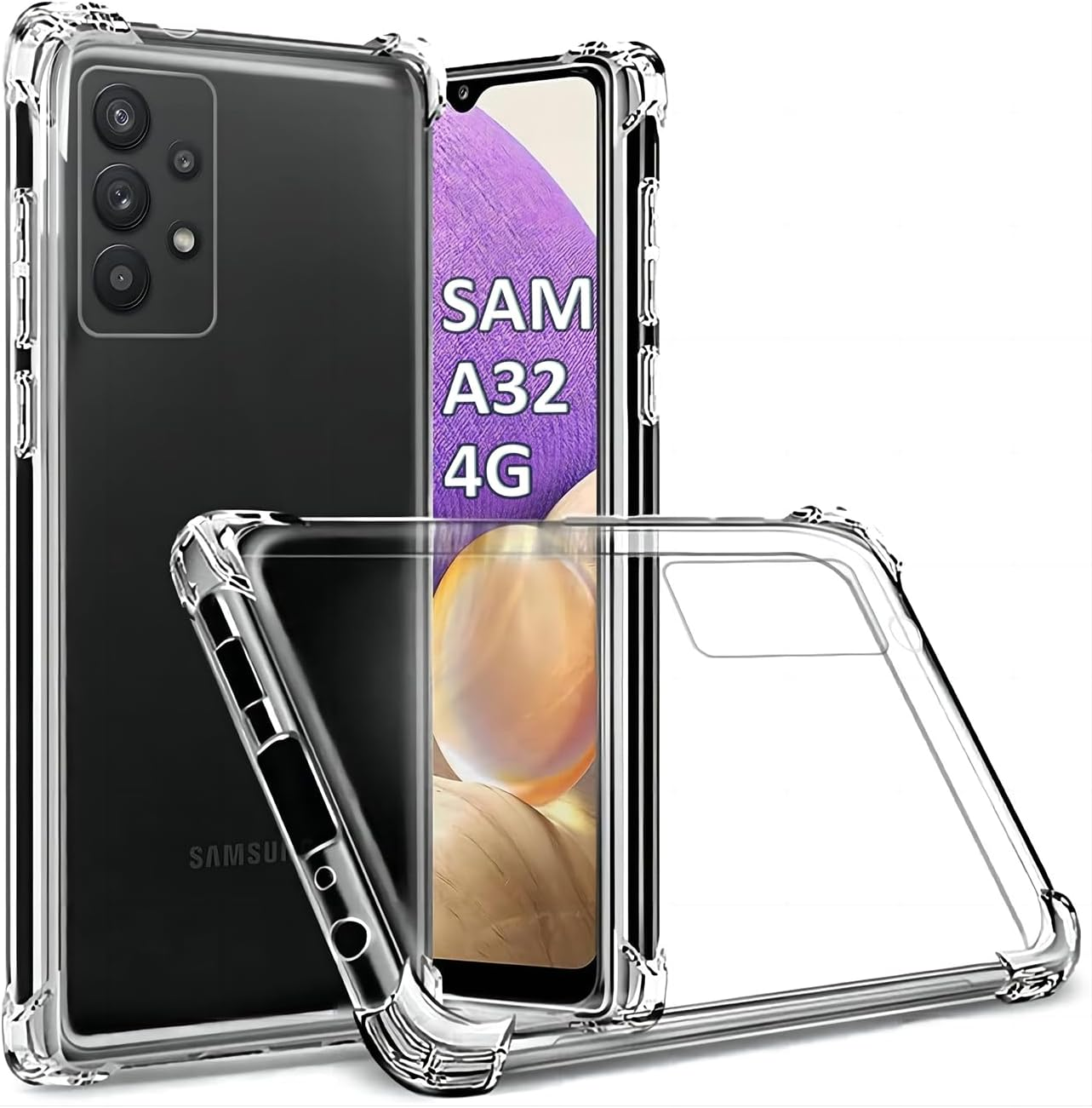 USTIYA Case for Samsung Galaxy A32 4G Clear TPU Four Corners Protective Cover Transparent Soft