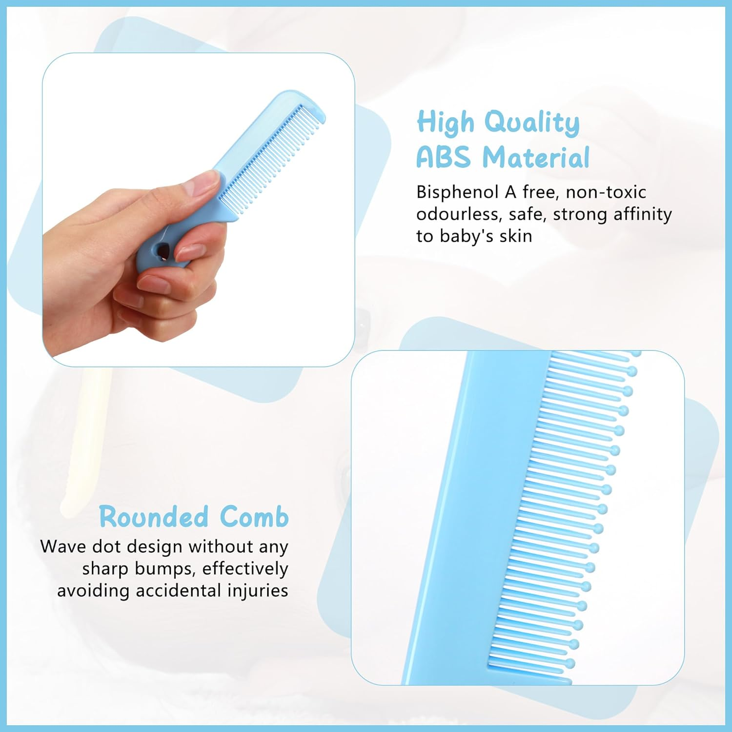 Zssxysm Pack of 4 Baby Hair Combs, Hair Brush for Boys and Girls, Small Baby Hair Brush with round Teeth, Cute Children'S Hair Brush Comb Gift Set, Massage Brush for Newborns and Toddlers image number 4