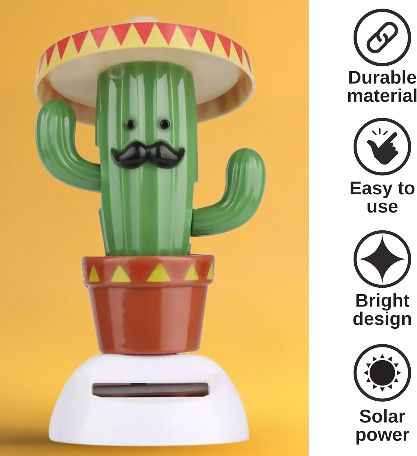 Solar Powered Dancing Cactus Toy &ndash; Sun Power Swinging Animated Bobble Dancer Solar Toys for Car Dashboard Dancing Cactus Holiday Car Decoration Solar Figures for Office Home Desk