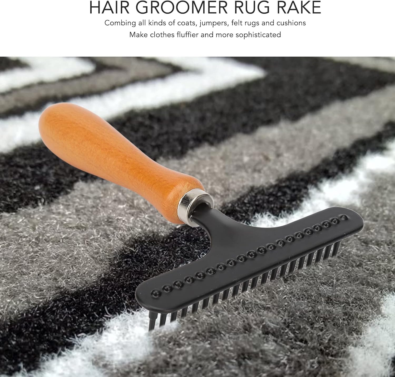 Handheld Carpet Rake - Metal Rug Comb for Plush Carpets, Handle Deshedding Brush for Pets, Portable Shag Rug Rake, Multifunctional Brush for Home and Beauty Salon Use image number 5