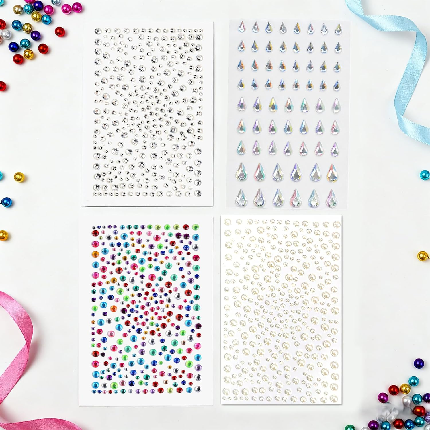 Jeyzuroa 5Pcs Gems Rhinestone Stickers, Self Adhesive Rhinestones Nail Stickers for Makeup, Festival, Hair, Eye, Body, Crafts image number 2