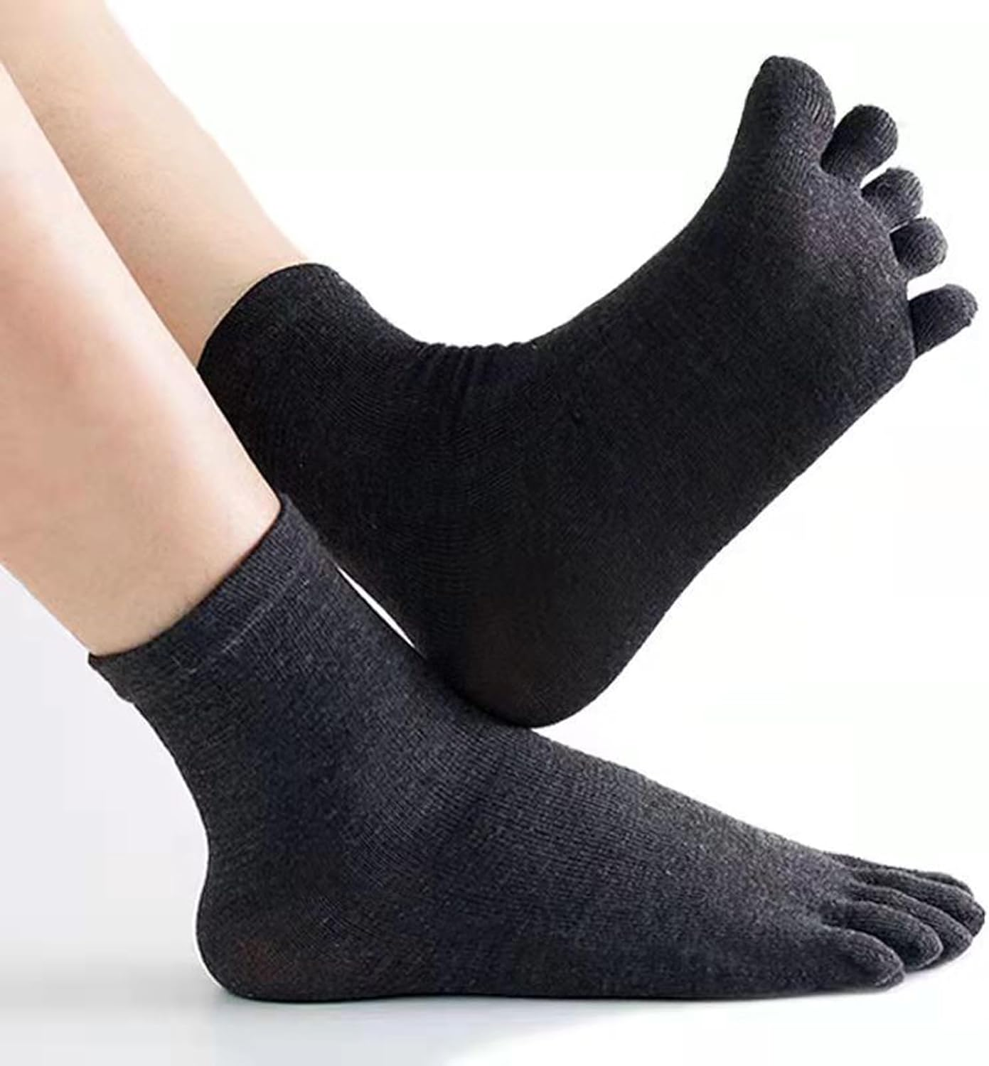 AWOCAN Toe Socks Five Finger Socks Cotton Soft Breathable Running Five Finger Crew Socks for Men Woman image number 2