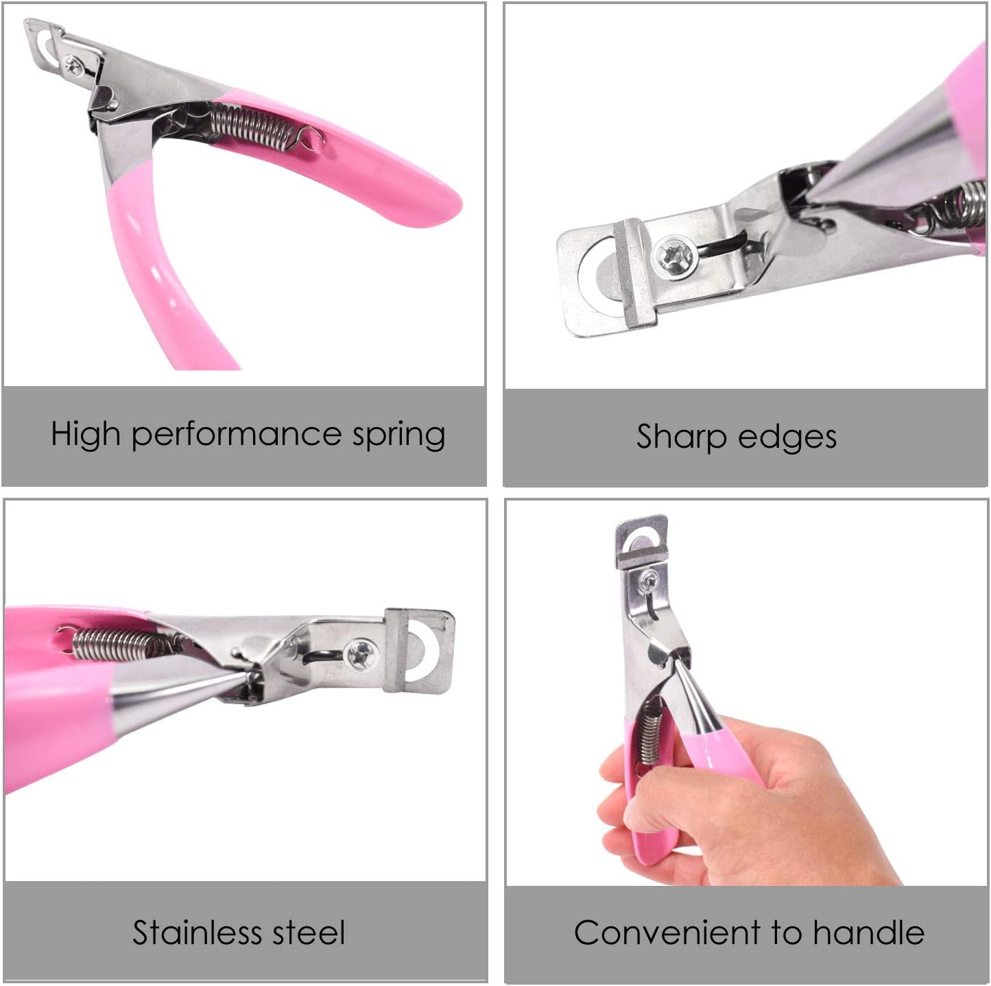TRIXES Acrylic False Nail Tip Clipper Cutter Pink
