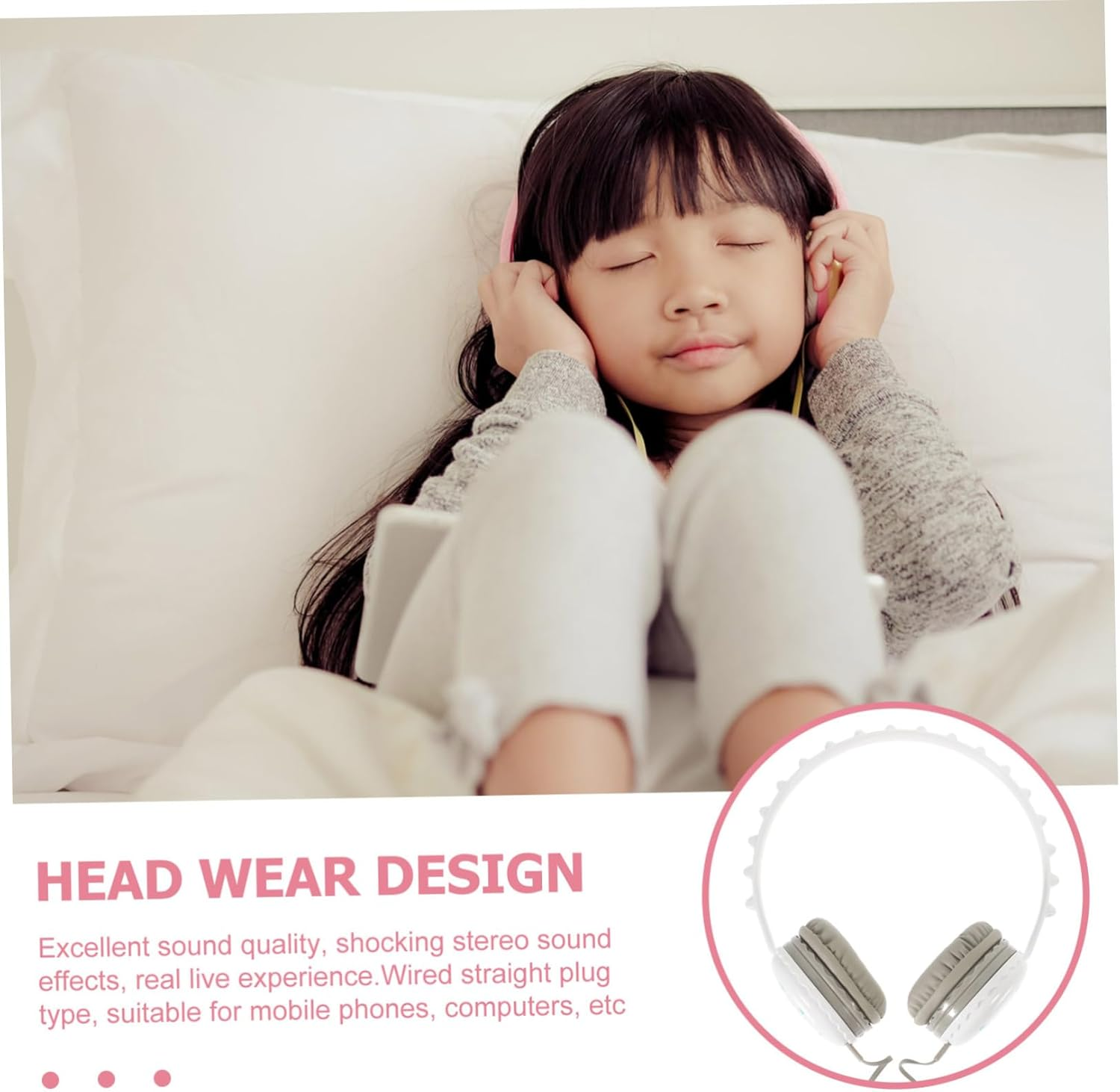 LIFKICH Cartoon Wired over Ear Headphones for Mic Cable Comfortable Lightweight Design High Fidelity Sound for School and Daily Use image number 5