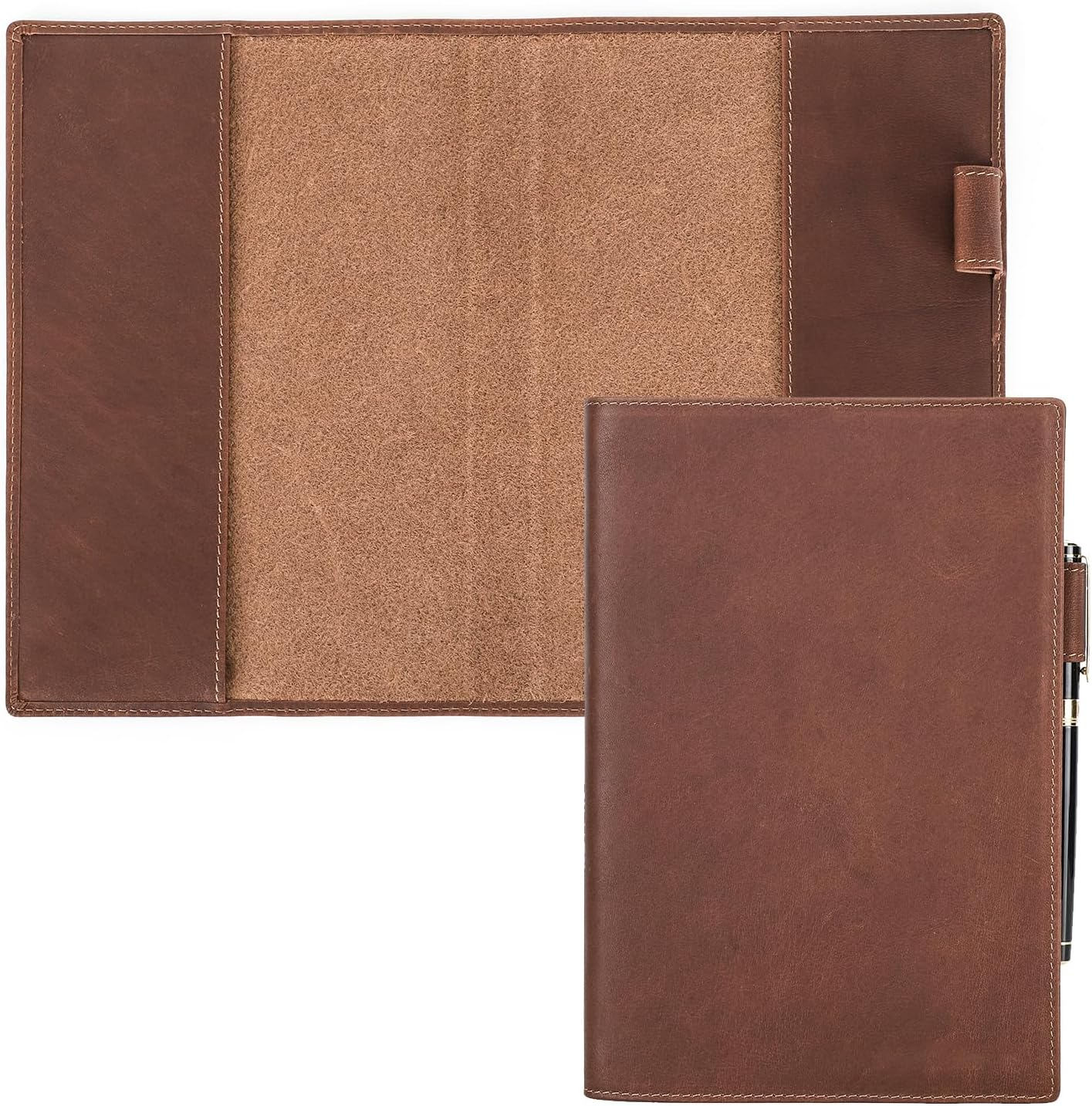 CONTACT'S FAMILY A5 Leather Journal Cover Case Handmade from Crazy Horse Leather A5 Notebook Cover for Travel, Storage, Journal, Planner, Diary image number 4