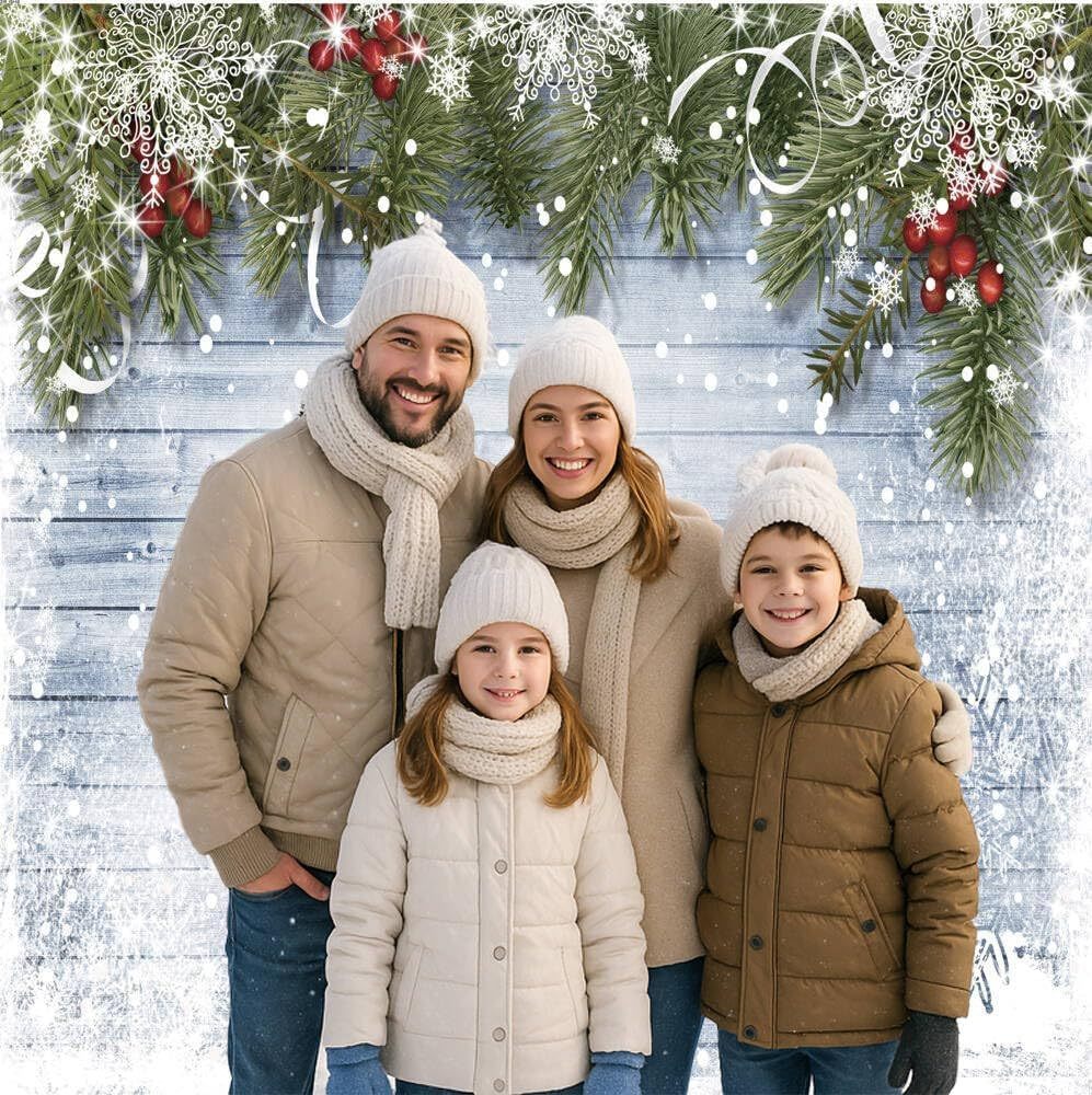 Dudaacvt 10X10Ft Christmas Photography Backdrops Wooden Wall White Snow Backdrop Christmas Decoration Backdrops D219 image number 1