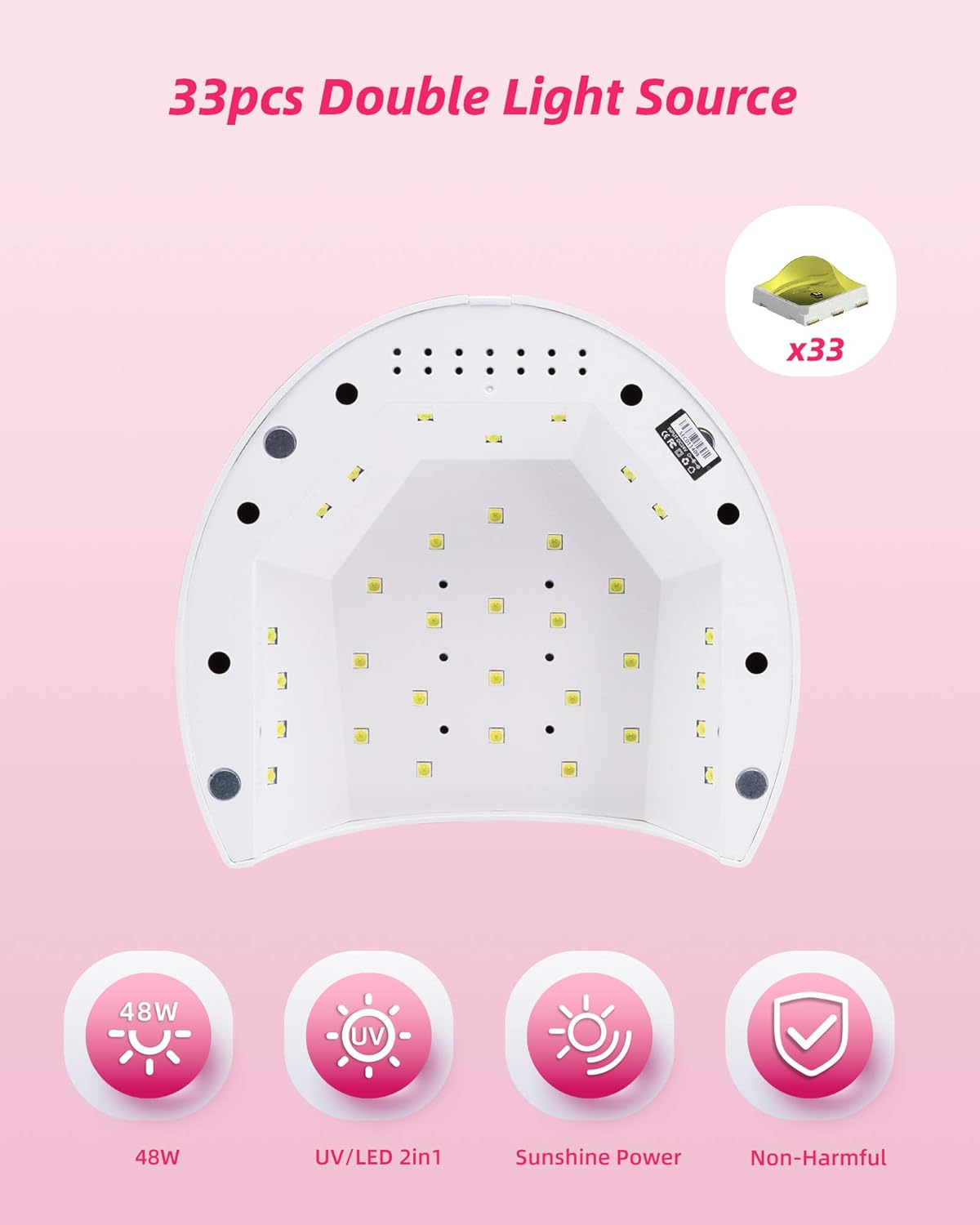 Profesional LED UV Lampara Secadora U&ntilde;as De Gel, Blanca, Curado Luz En 4 Modos Para Tiempo 10S, 30S, 60S Y 90S image number 1