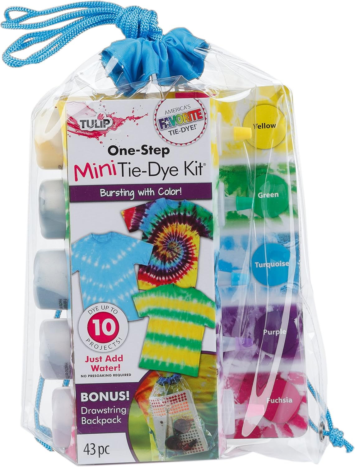 Tulip 31674 ONE Step TIE-DYE KIT 5 Colour Rainbow Tie Dye Kit, Rainbow, 1.62Oz, 59 Pieces