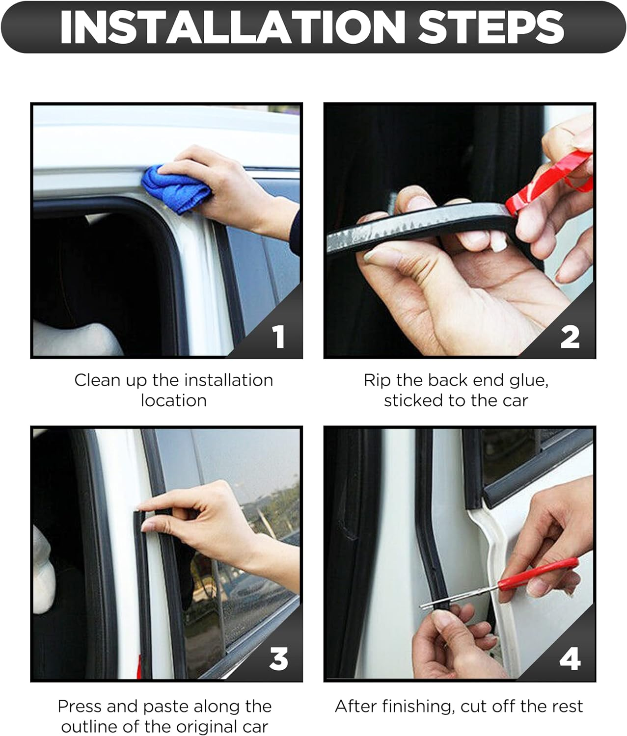 YAKEFLY Z Shape Automotive Windshield Rubber Seal,13Ft Car Windshield Window Door Weather Seal,Self Adhesive Windshield Rubber Seal,Auto Rubber Weather Draft Seal Strip image number 4