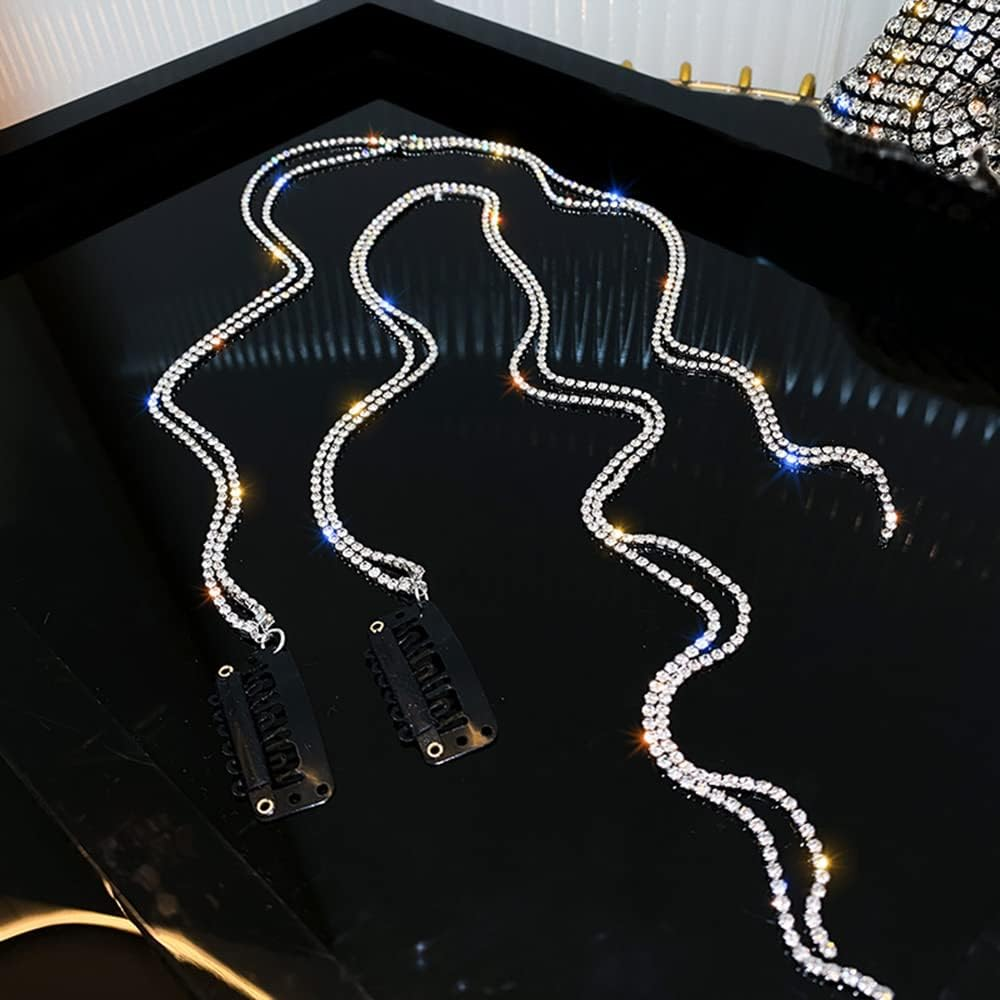Hair Clips, Rhinestone Hair Accessories for Women, Girls, Ladies, Children, Elegant Hair Clips with Rhinestone Chains, Fashion Headpiece, Styling Tools for Party, Wedding, Daily image number 2