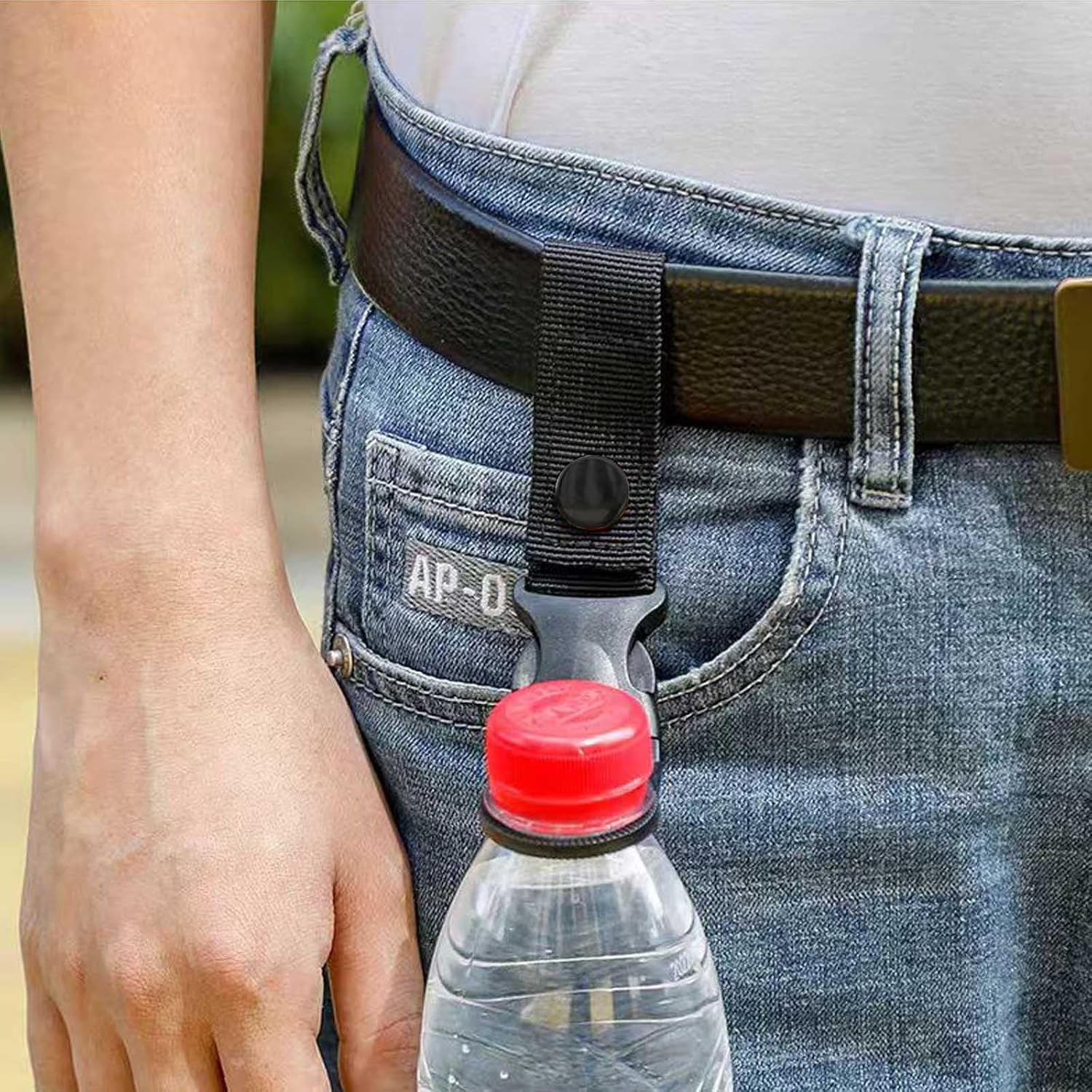 3 Pcs Water Bottle Holder with Belt Clip,Adjustable Hanging Buckle Clip for Backpack & Belt,Hands-Free Outdoor Accessories for Hiking, Camping (Black) image number 1