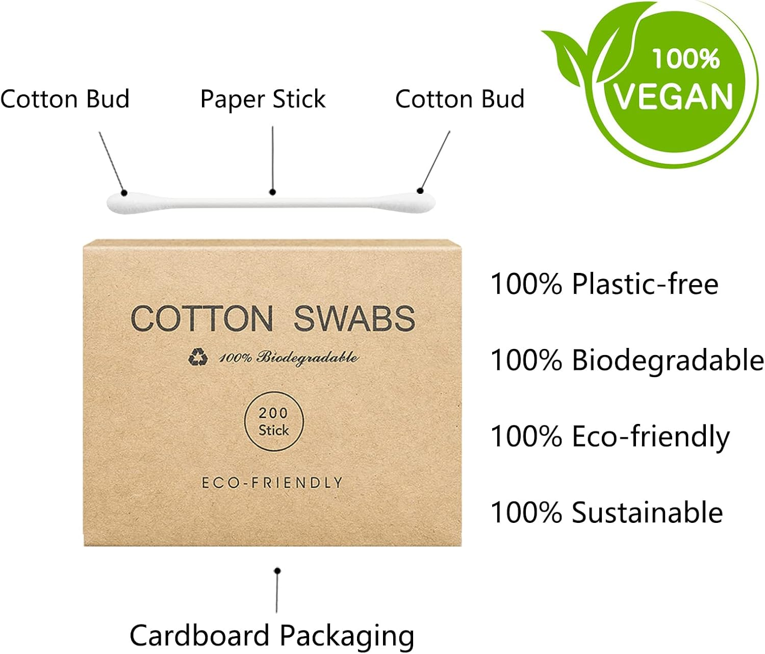 Safety Qtips Cotton Swabs for Ears, Q Tips Original Cotton Swabs 400 Count Cotton Ear Swabs image number 3