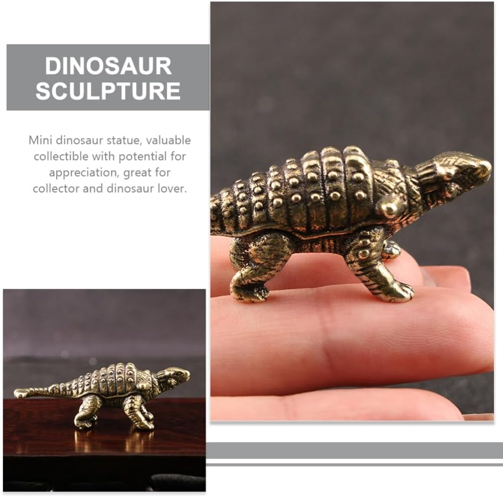 Angoily Brass Dinosaur Ornament Decor Brass Figurine Brass Dinosaur Statue Brass Ornaments Brass Dinosaur Figure Brass Paperweight Chinese Ornaments Antique Copper Ornaments image number 3