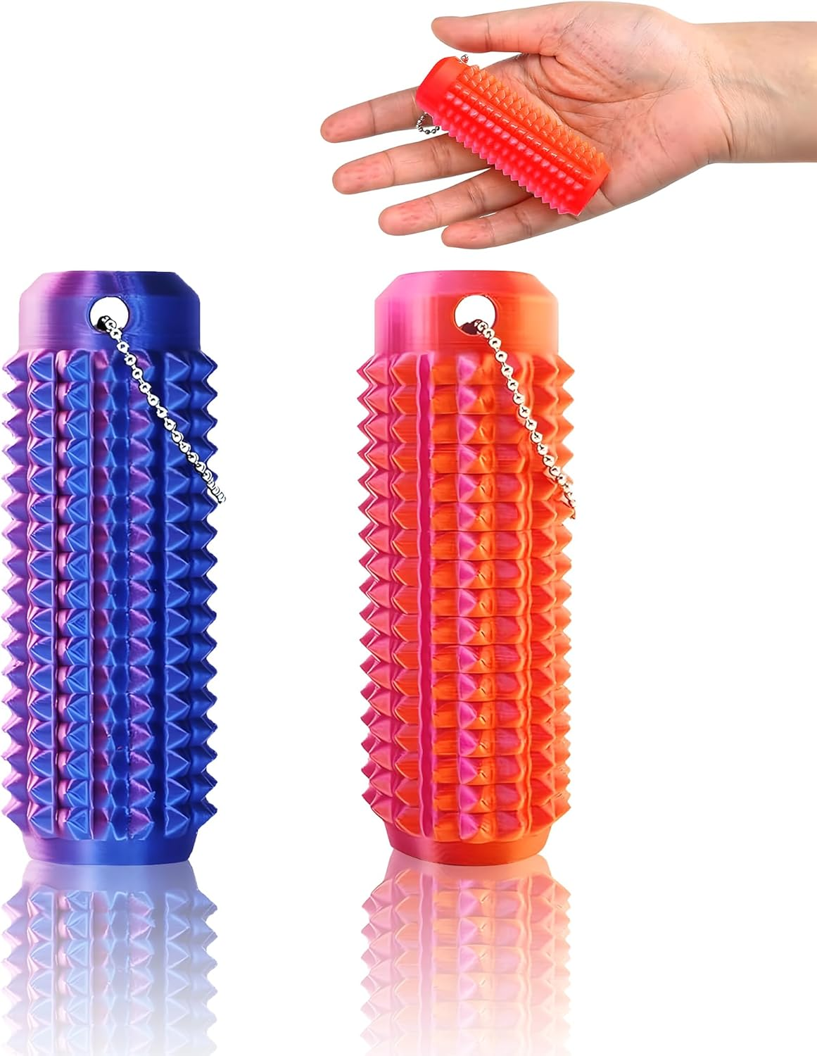 2 Little Ouchies Pain Fidget Toy, 2 Pocket Quite Fidget Toys for Adults & Teens, 3D Printed Spiky Grippie Stim Keychain, Sensory Toy for Stress Relief & Focus Gift , Hand Message, Office Workers Gift image number 3