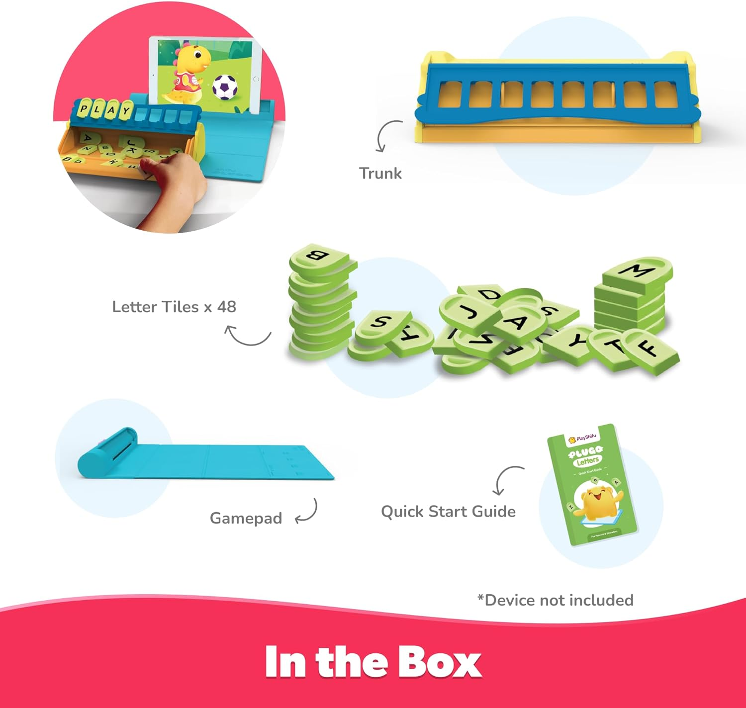 Playshifu Educational Word Game - Plugo Letters (Kit + App with 9 Learning Games) STEM Toy Gifts for Kids Age 4 5 6 7 8 | 48 Alphabet Tiles | Phonics, Spellings & Grammar (Works with Tabs/Mobiles) image number 5