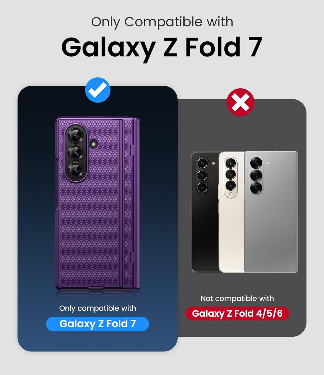 For Samsung Galaxy Z Fold 7 Slim Case with Stand, Glass Screen Protector, Full Hinge Protection, Thin & Rugged, Shockproof Protective Phone Case Cover for Samsung Galaxy Z Fold7 2025, Purple image number 1