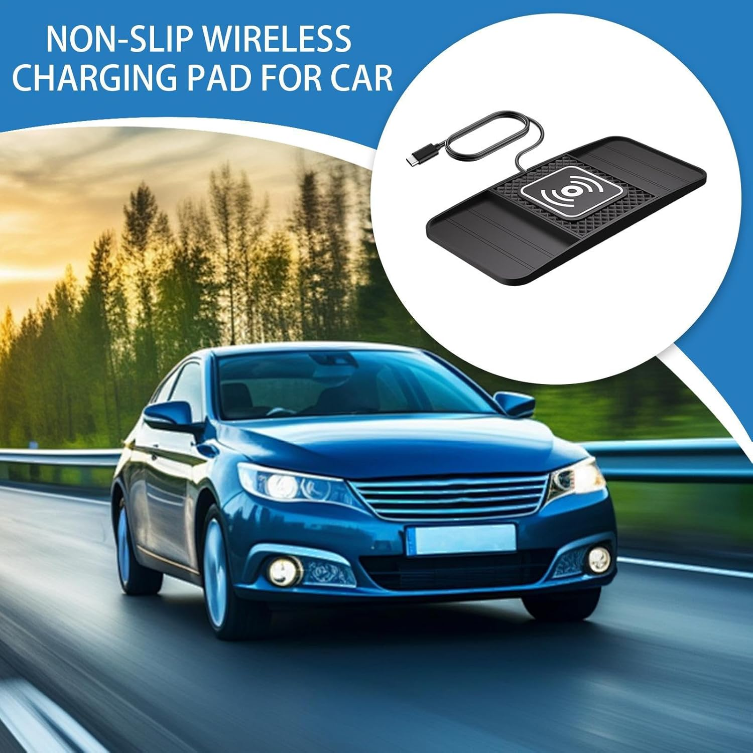 Wireless Charger Pad for Car,Vehicle Mobile Phone Charger - Fast Charging Device Vehicle Accessories for Phones Tablets Earphones Sedans Suvs Trucks Rvs Drivers - Usb Port image number 2
