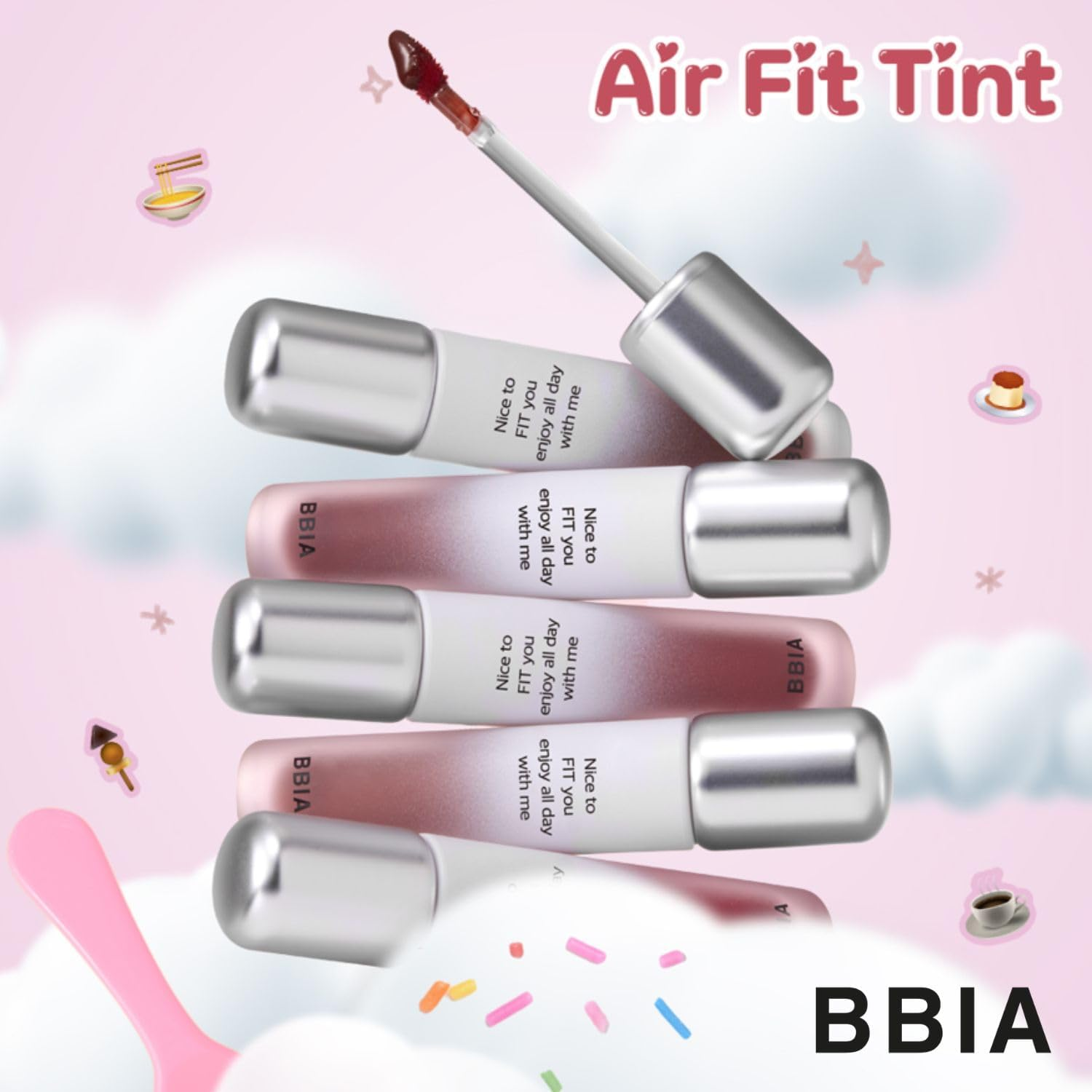 BBIA Air Fit Tint - Ultra Adherent Fixing Lip Stain Long-Lasting Lightweight High Pigment Clear Colors Non-Smudging Airy Velvet Matte Finish Korean Daily Makeup Lip Tint (02 so SWEET, Pack of 1)