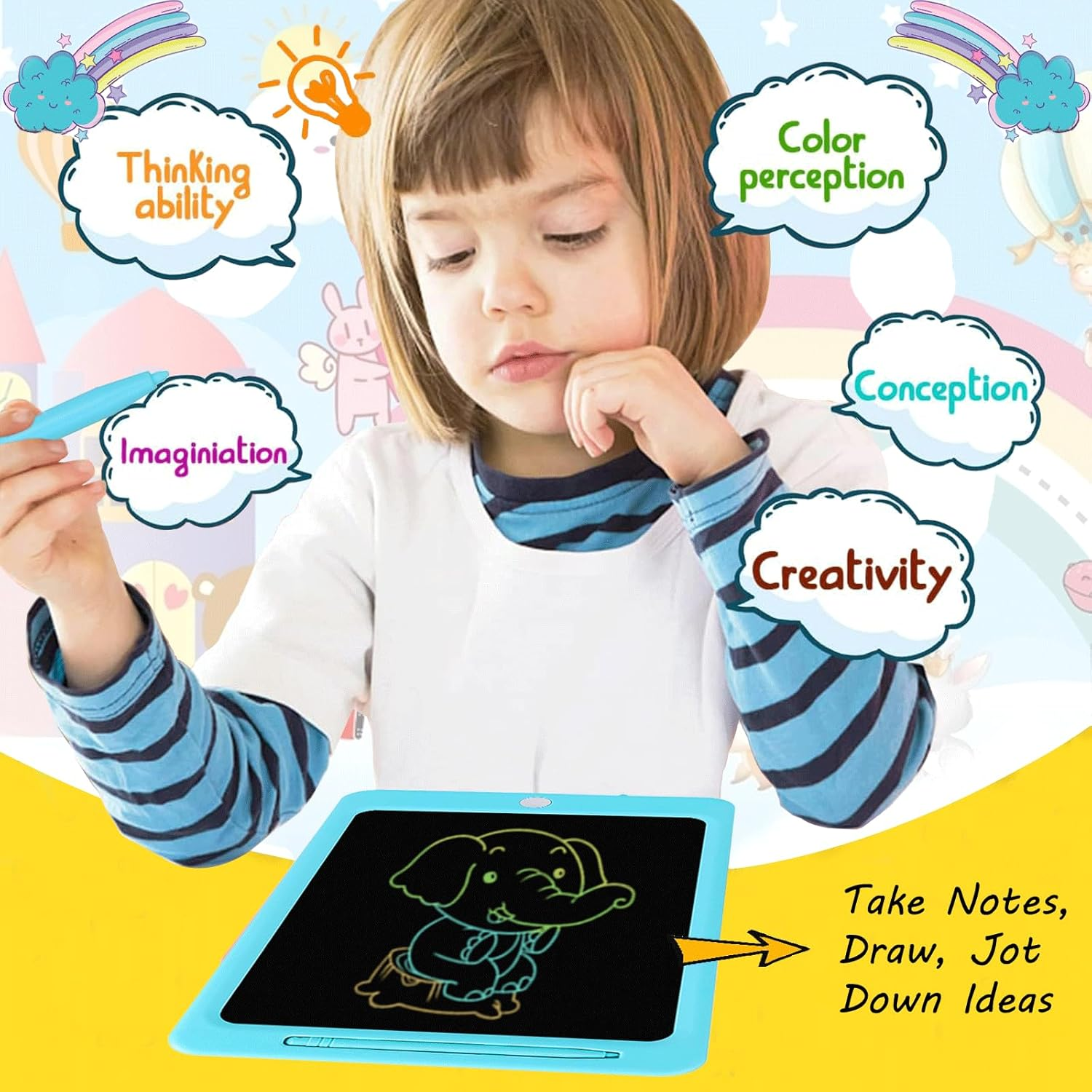 LCD Writing Tablet for Kids 12Inch,Toys Doodle Board Electronic Drawing Pad for Boys Girls Age 3-8 Years, Toddler Drawing Tablet Travel Essentials Christmas Birthday Gift, Blue image number 5