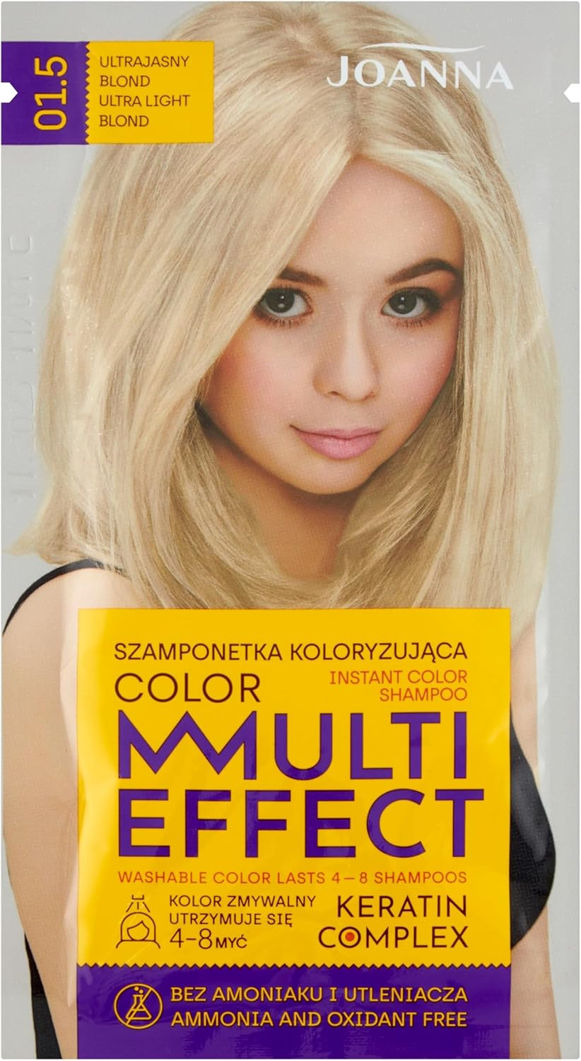 JOANNA Multi Effect Tint Shampoo - Hair Dye Shampoo in Bag - Durability 4 to 8 Washes - Hair Dye without Ammonia and Oxidant - Ultra Light Blonde image number 4