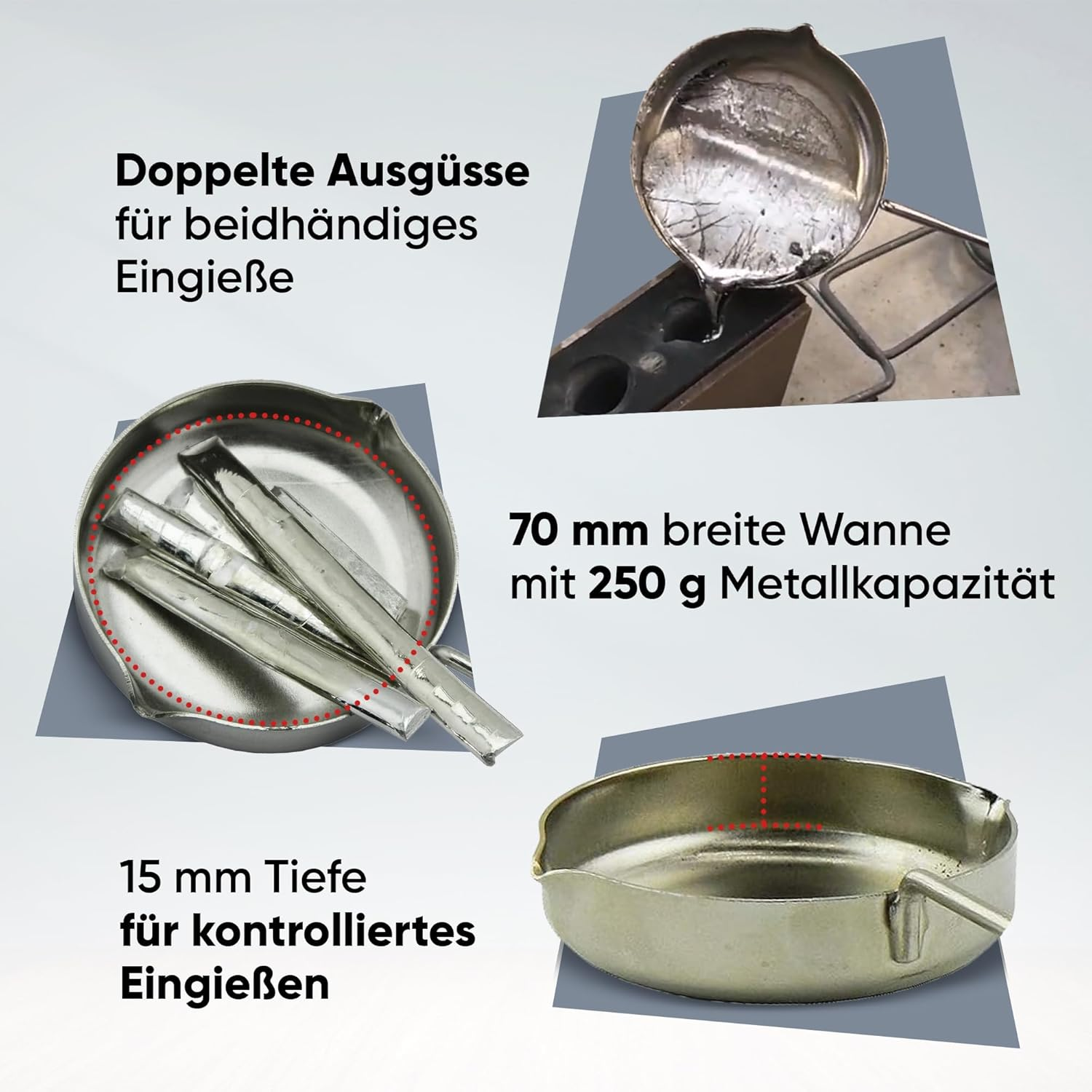 Prince August Hobby Casting Metal Ladle with Wooden Handle PA2042 image number 1