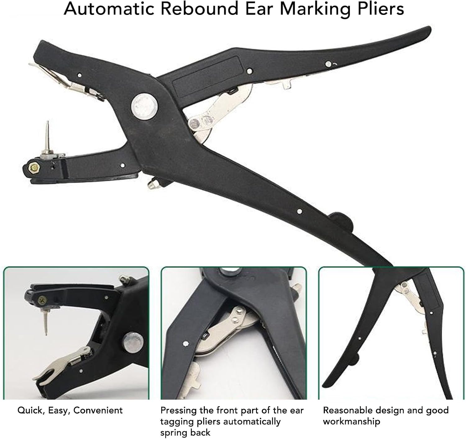 Livestock Ear Tag Applicator, Cattle Ear Tagger Vertical Insertion, Automatic Rebound, Ear Tag Animal Tool for Cows Goats Sheep Pigs Animal Identification Earring Tagger image number 2